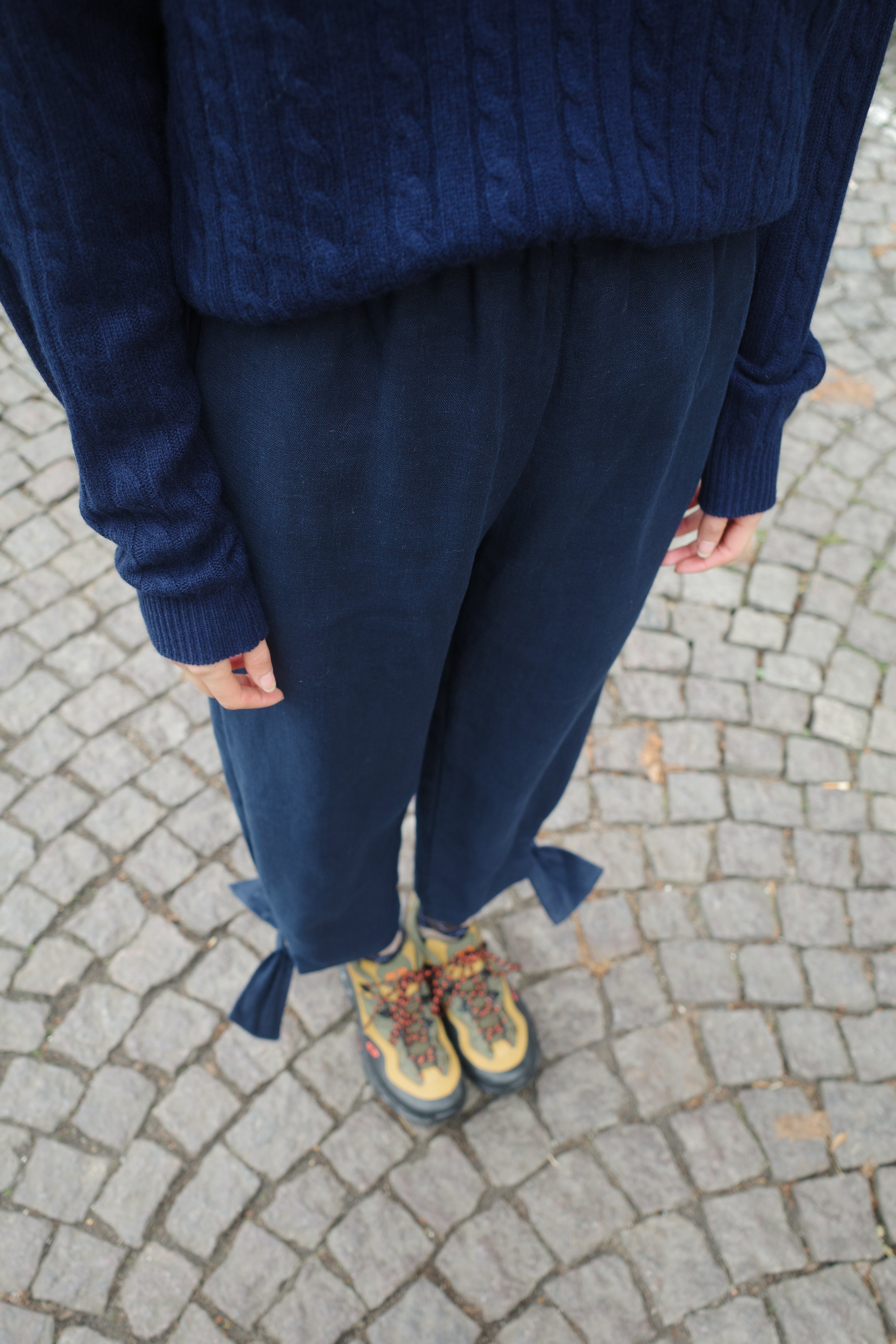 Coco Pants w. Bows Textiles Linen Navy