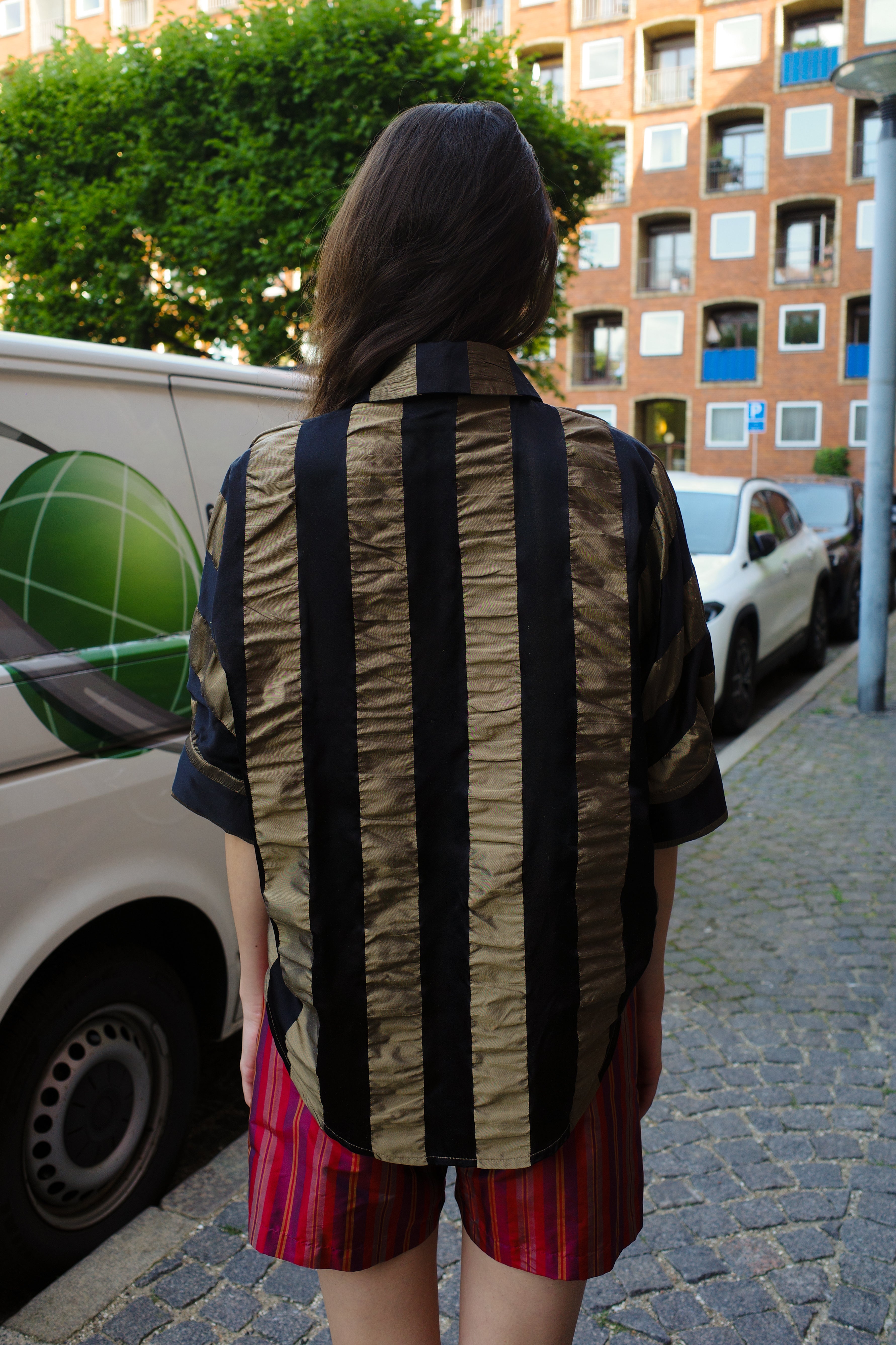 Lisbeth Blouse Silk Organza Black/Cobber