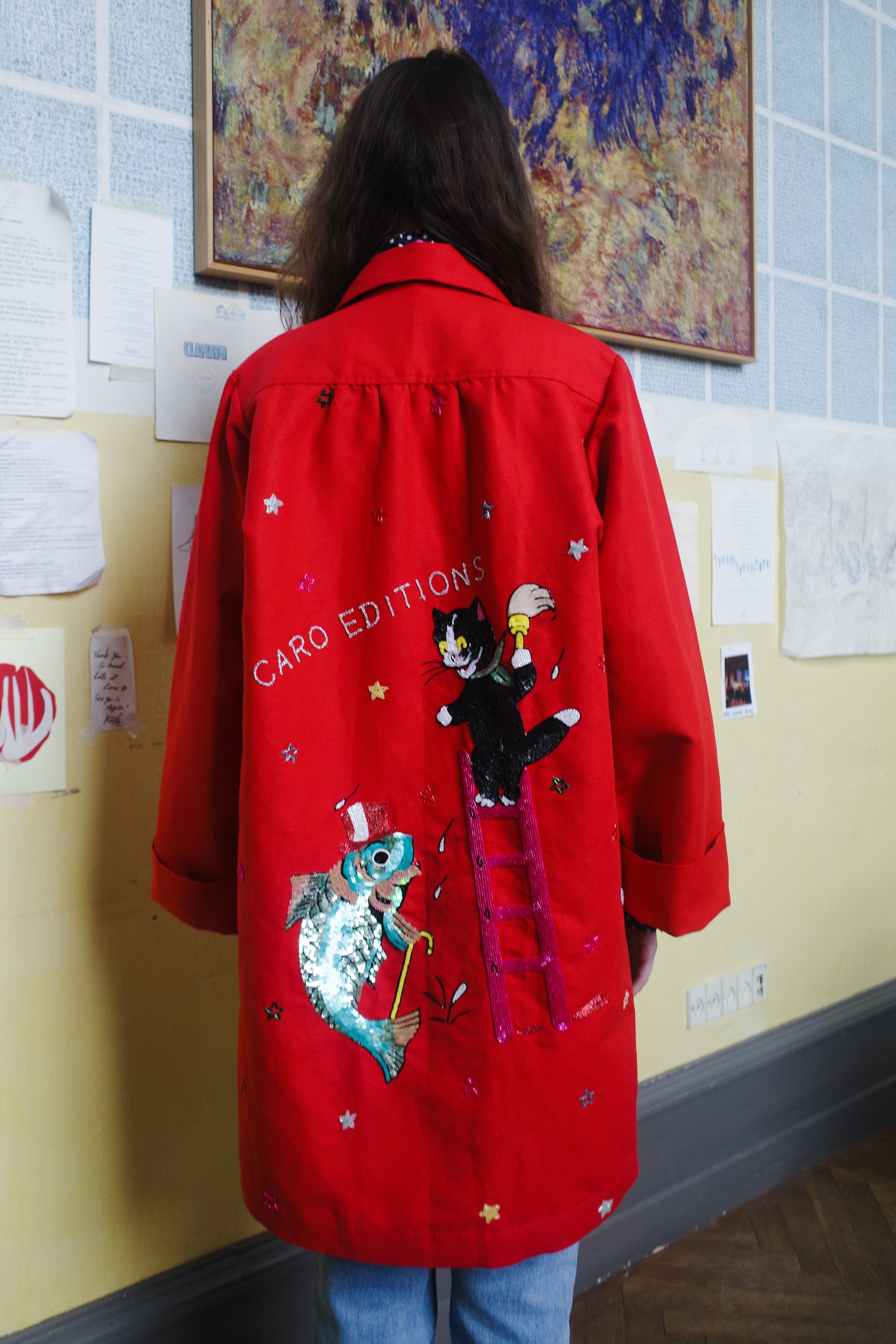 ANNA COAT COTTON RED - CAT ON LADDER