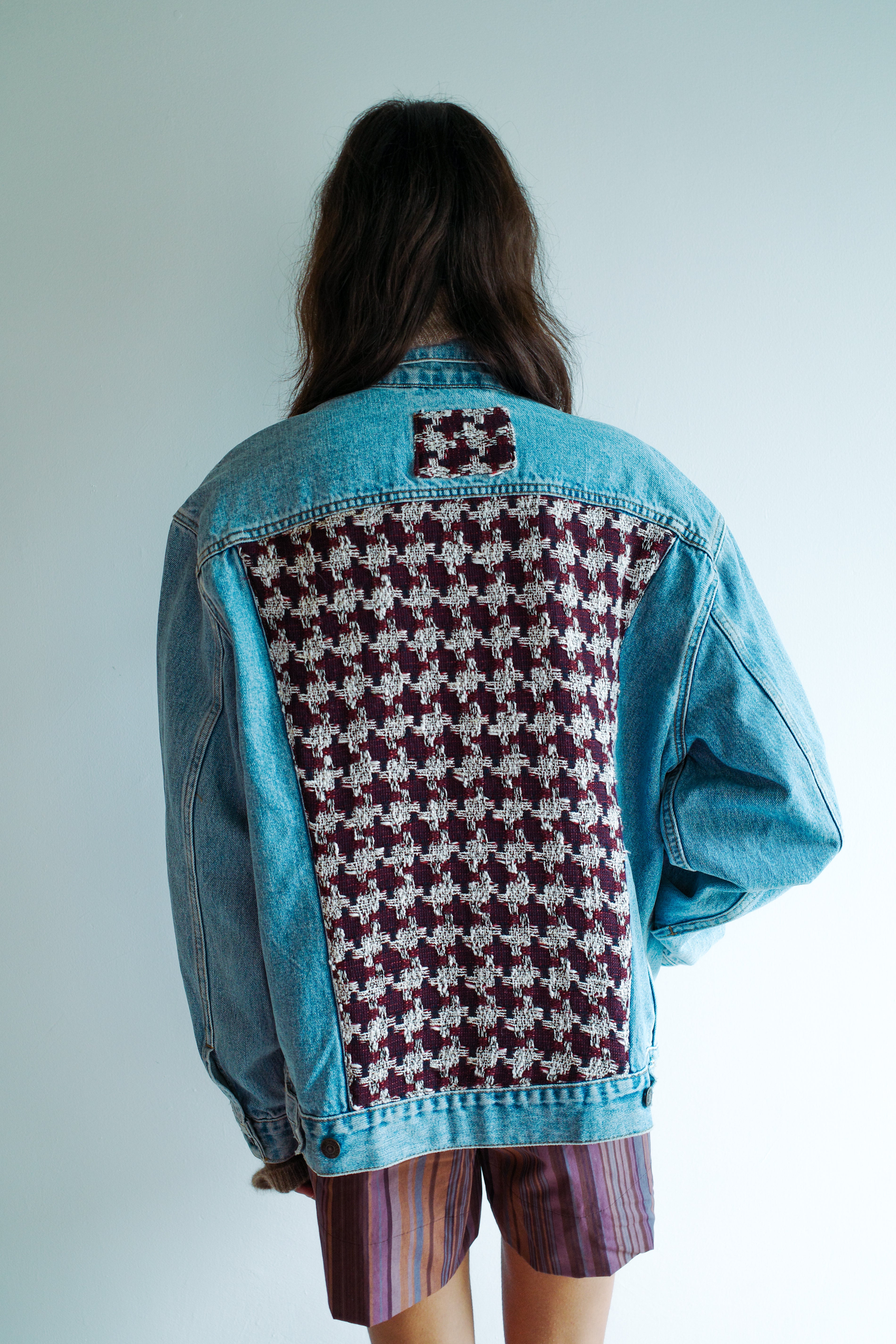 Upcycled Denim Jacket with deadstock Chanel fabric