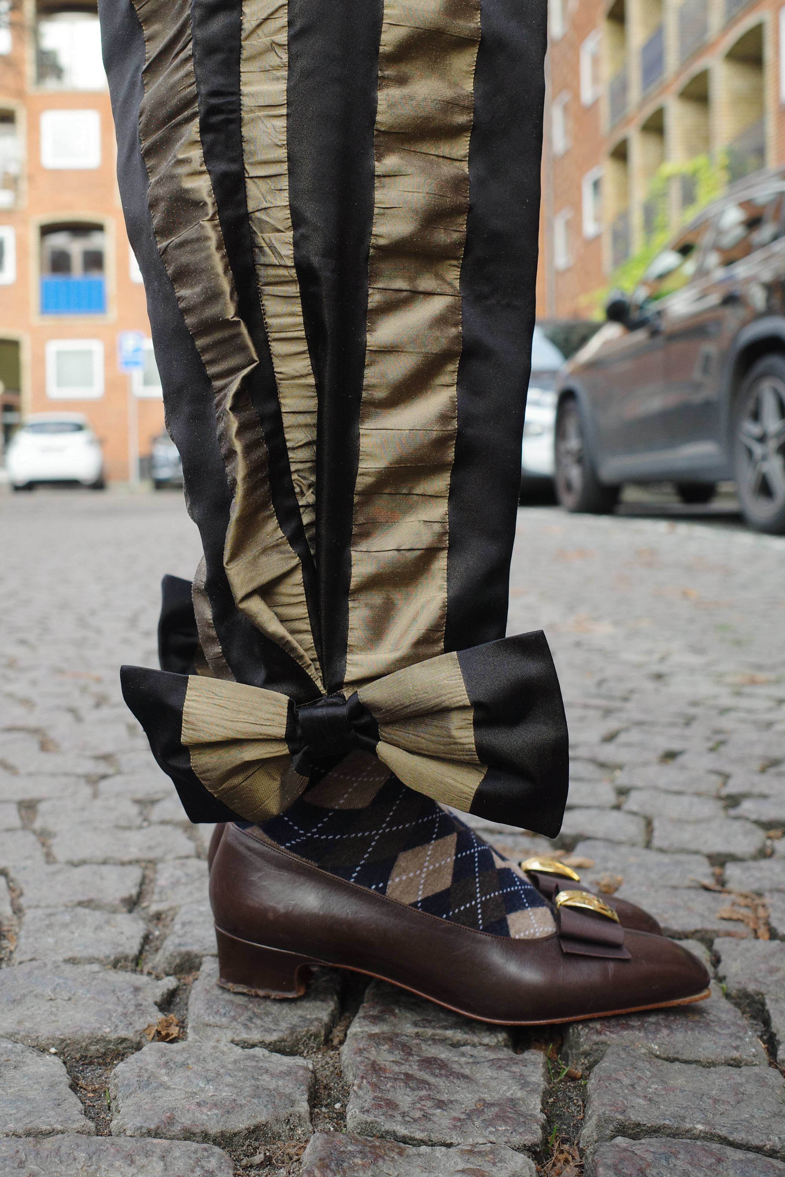 Coco Pants w. Bows Silk Organza Black/Cobber