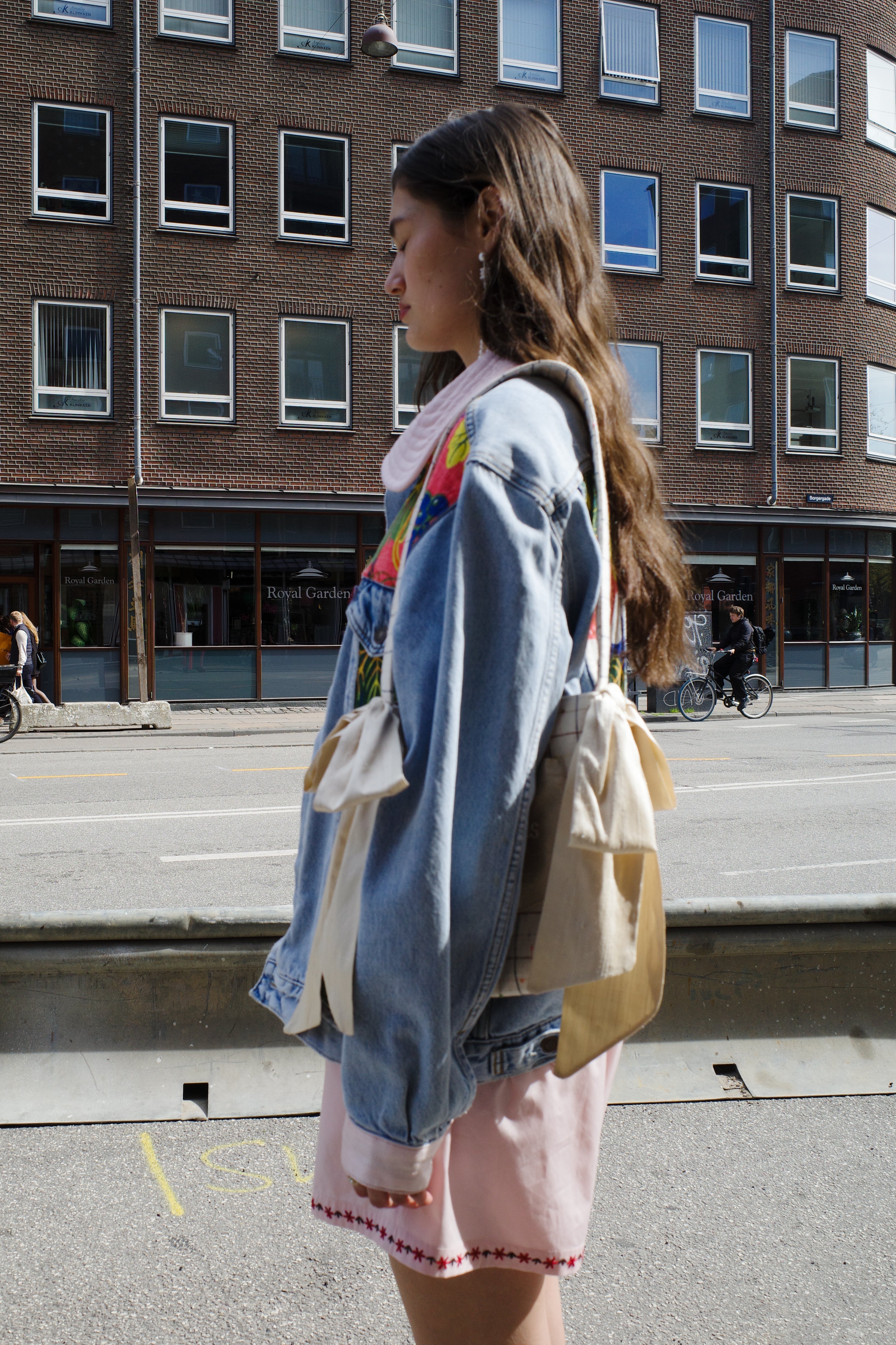 Upcycled Denim Jacket with deadstock Josef Frank fabric