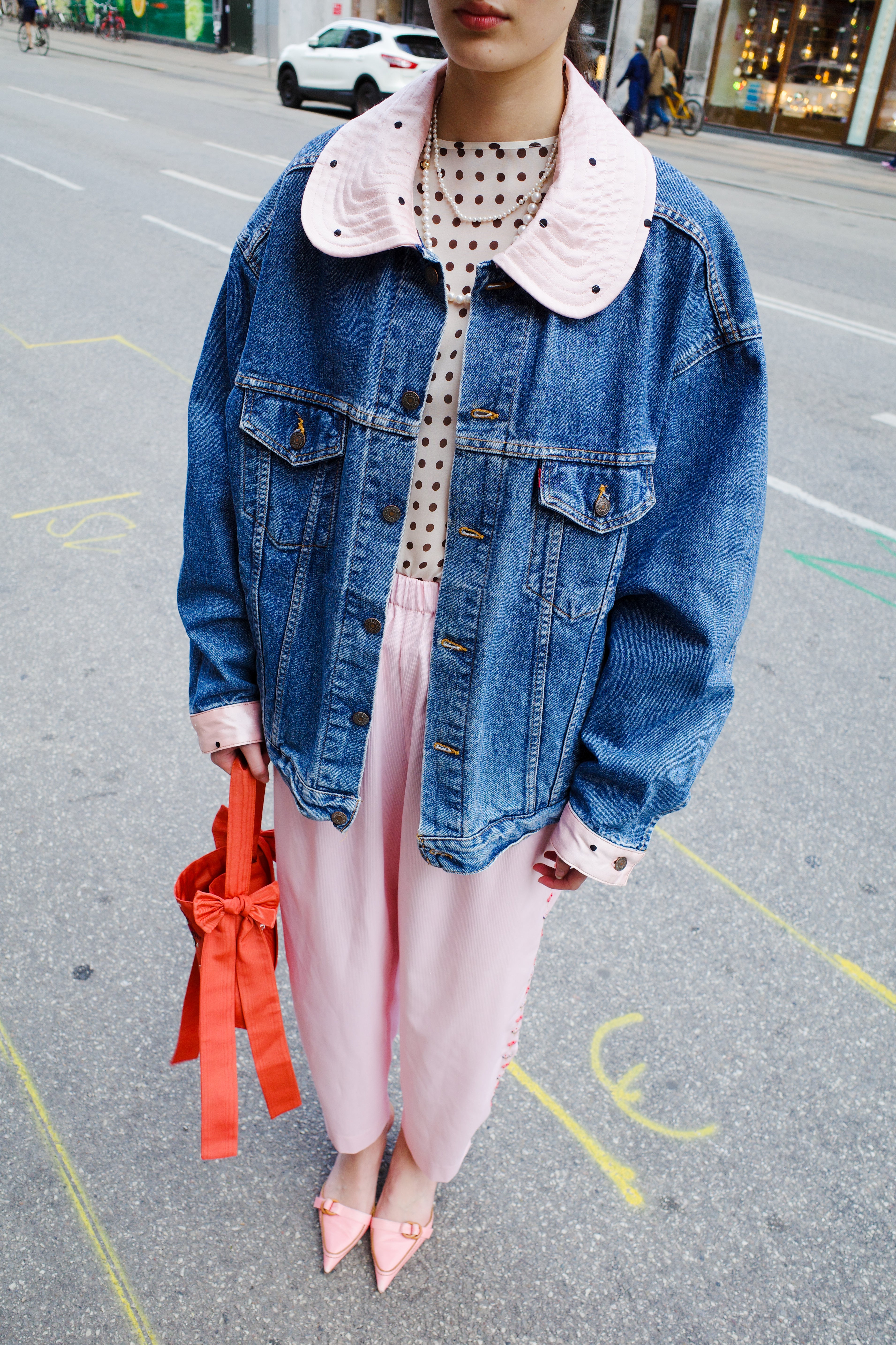 Upcycled Denim Jacket - leopard with bow