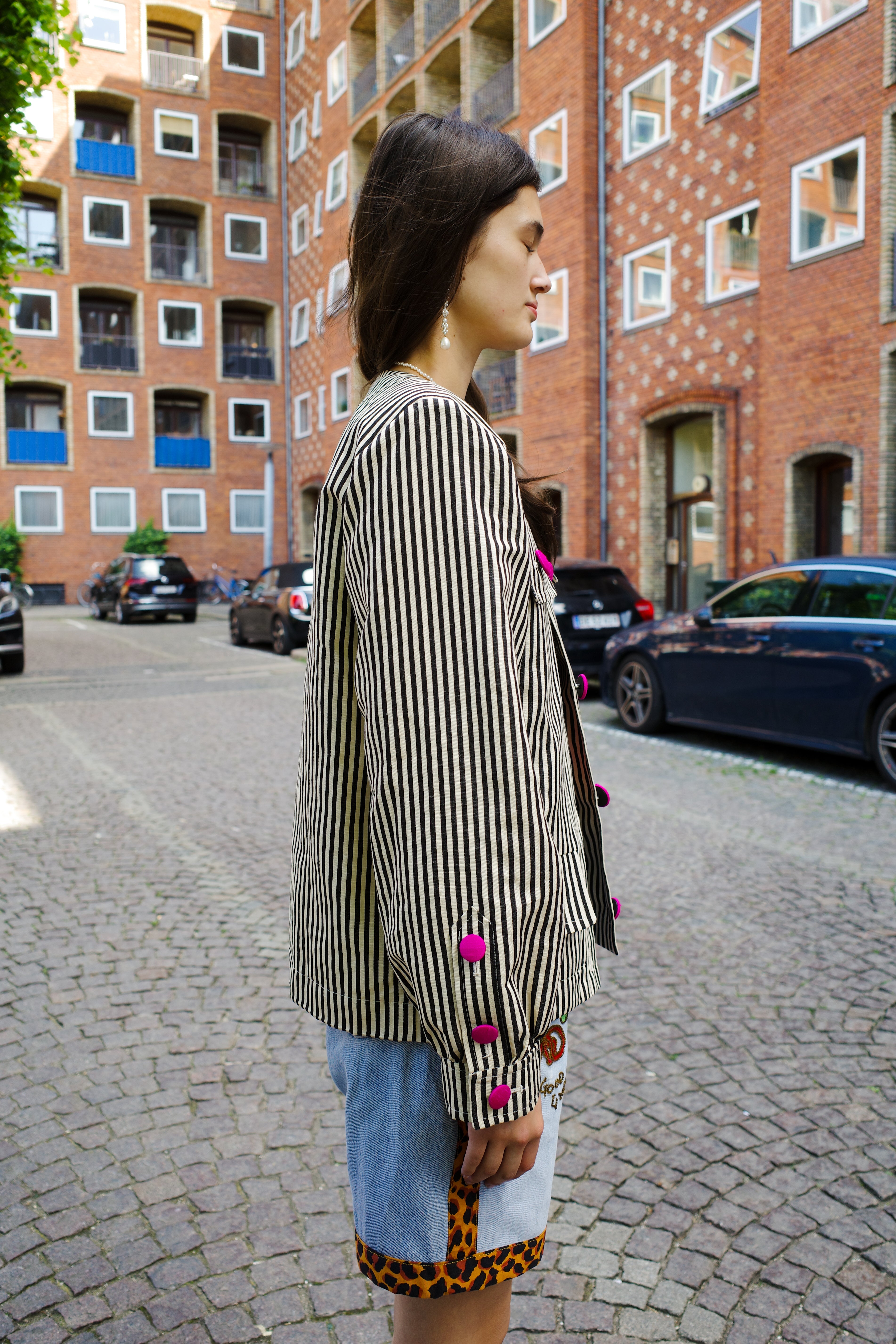 Iggy Jacket AW25 Linen/Cotton MIX Black/White Stripe