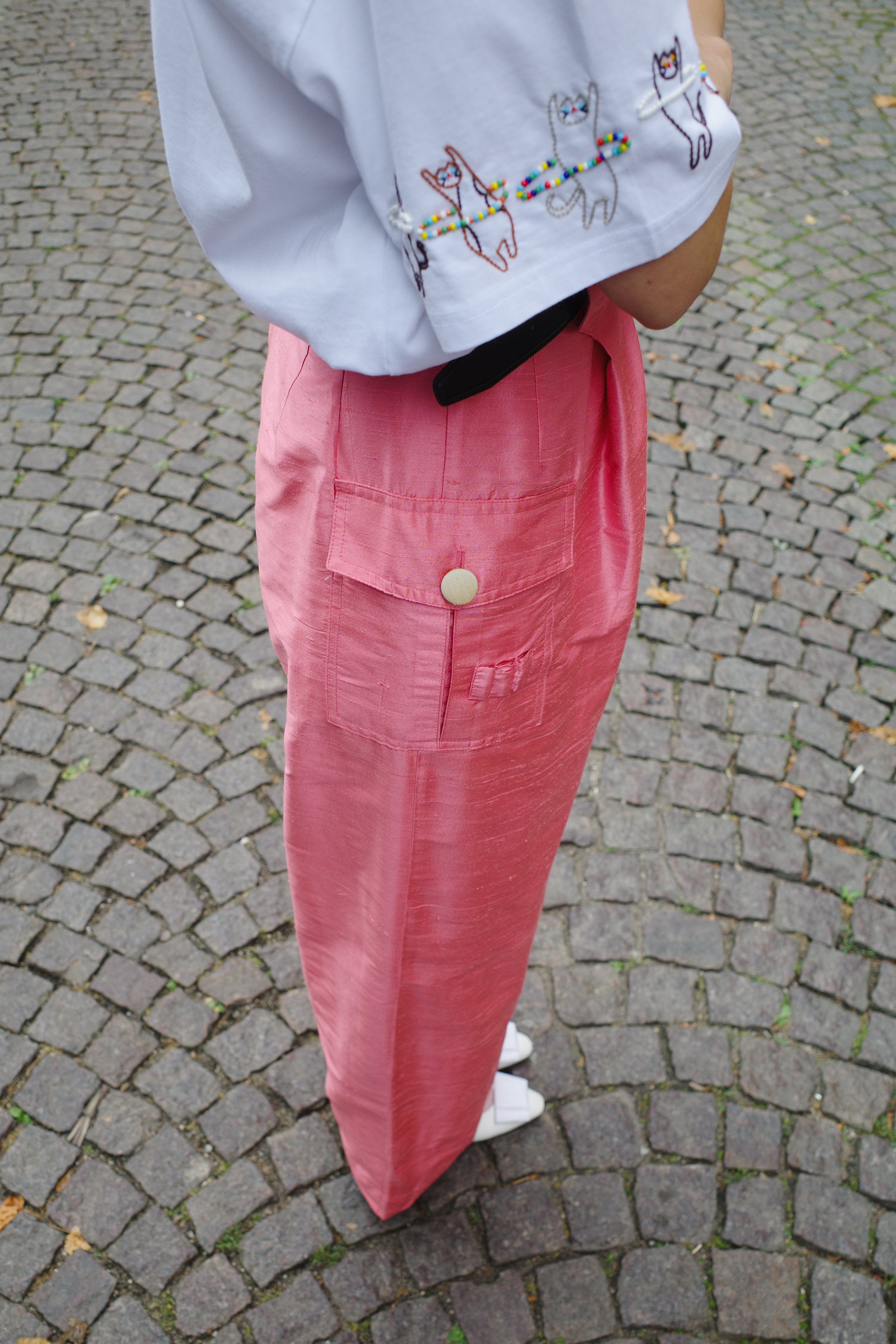 Beatrice Pants pink silk