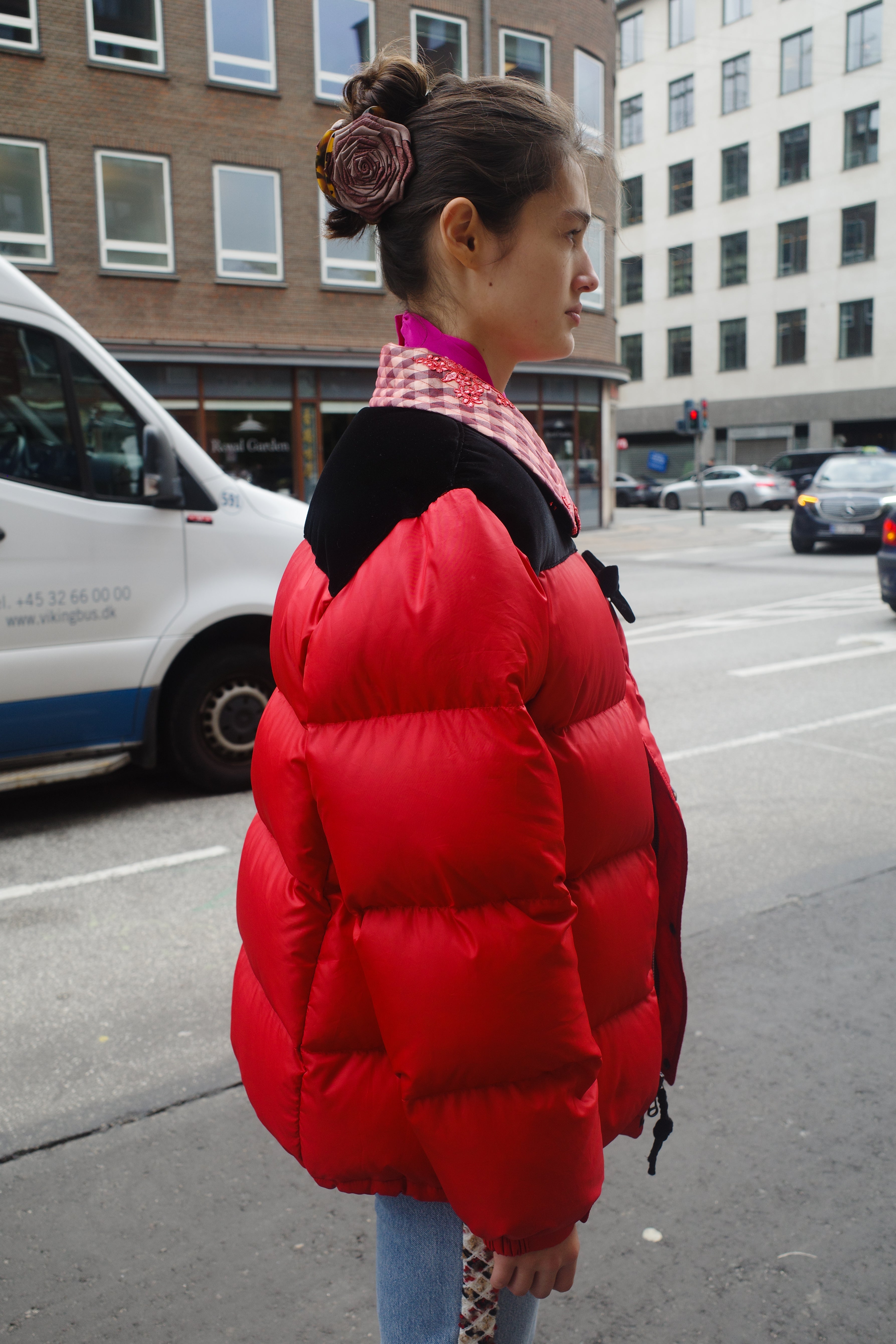 UPCYCLED caro puffer jacket