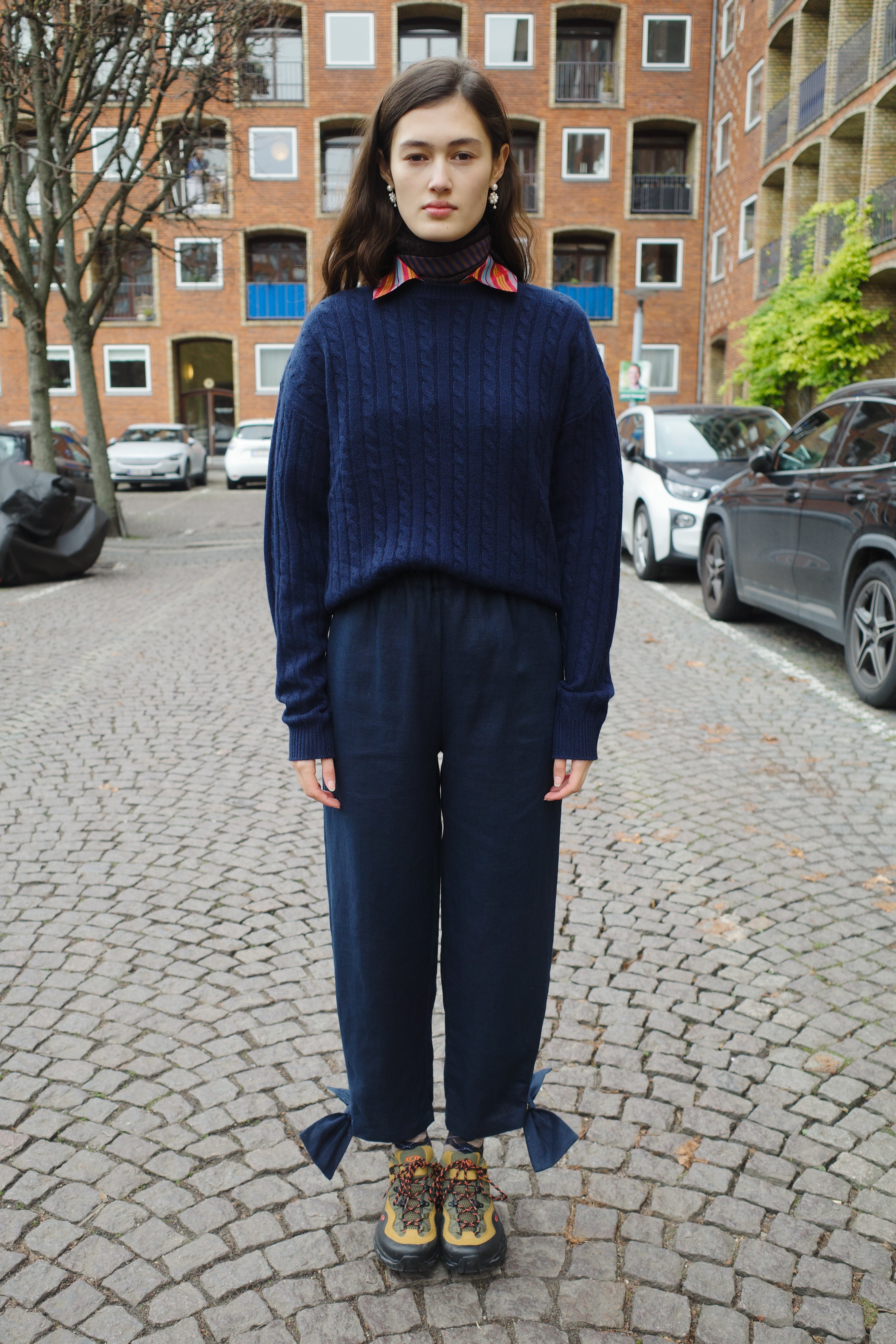 Coco Pants w. Bows Textiles Linen Navy