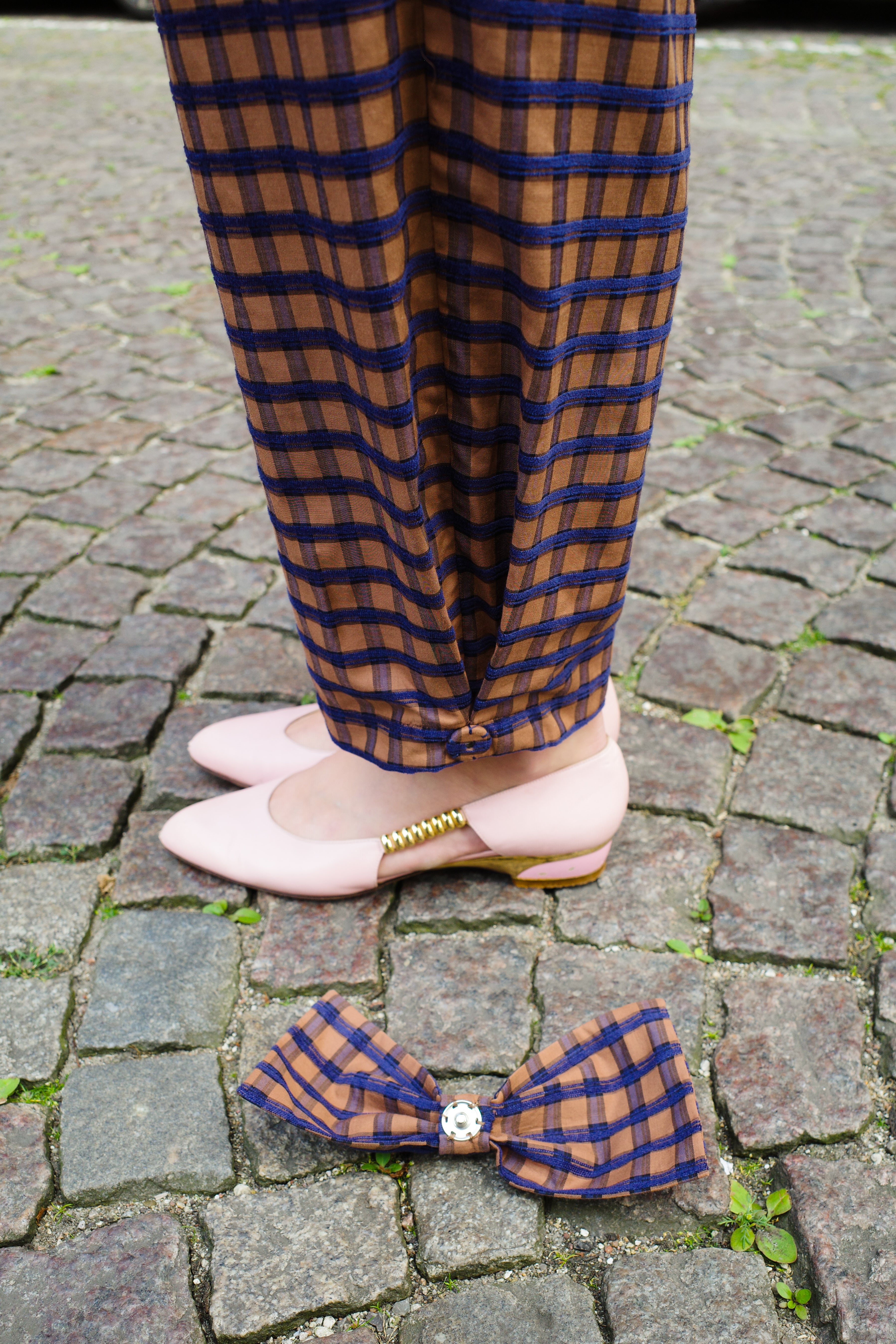 Coco Pants w. Bows Cotton Brown/Blue Check