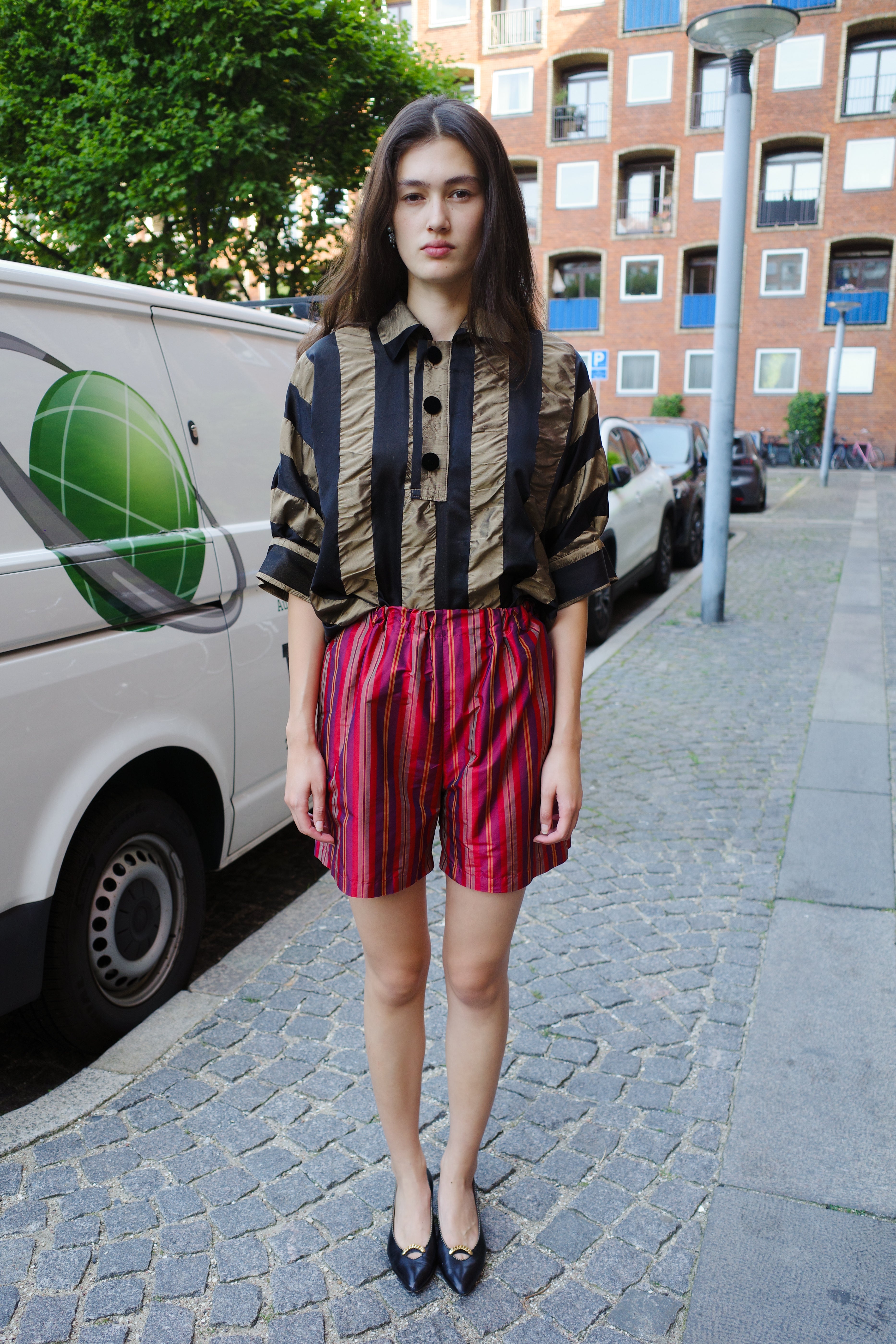 Lisbeth Blouse Silk Organza Black/Cobber