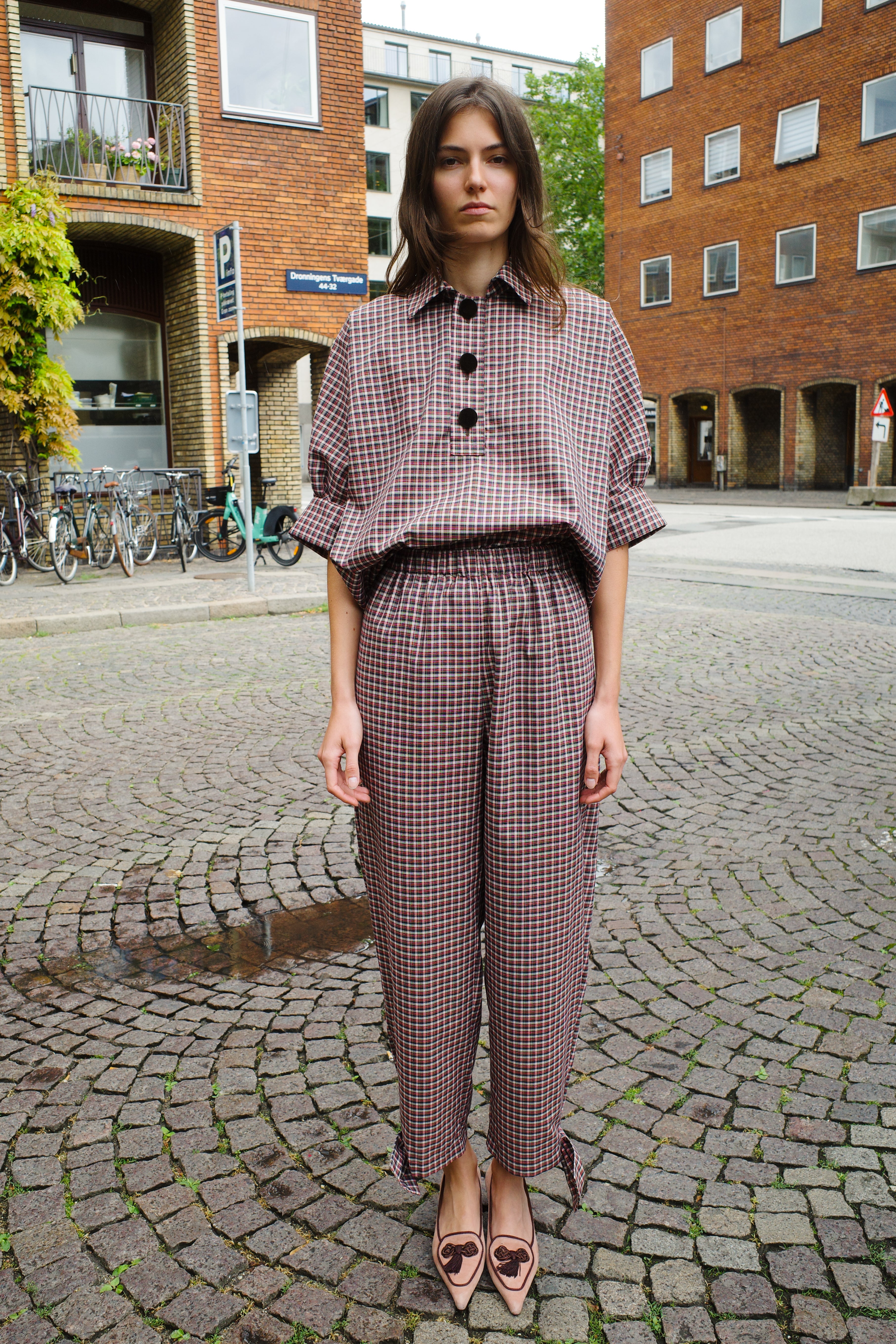 Lisbeth Blouse Cotton Black/Red Check