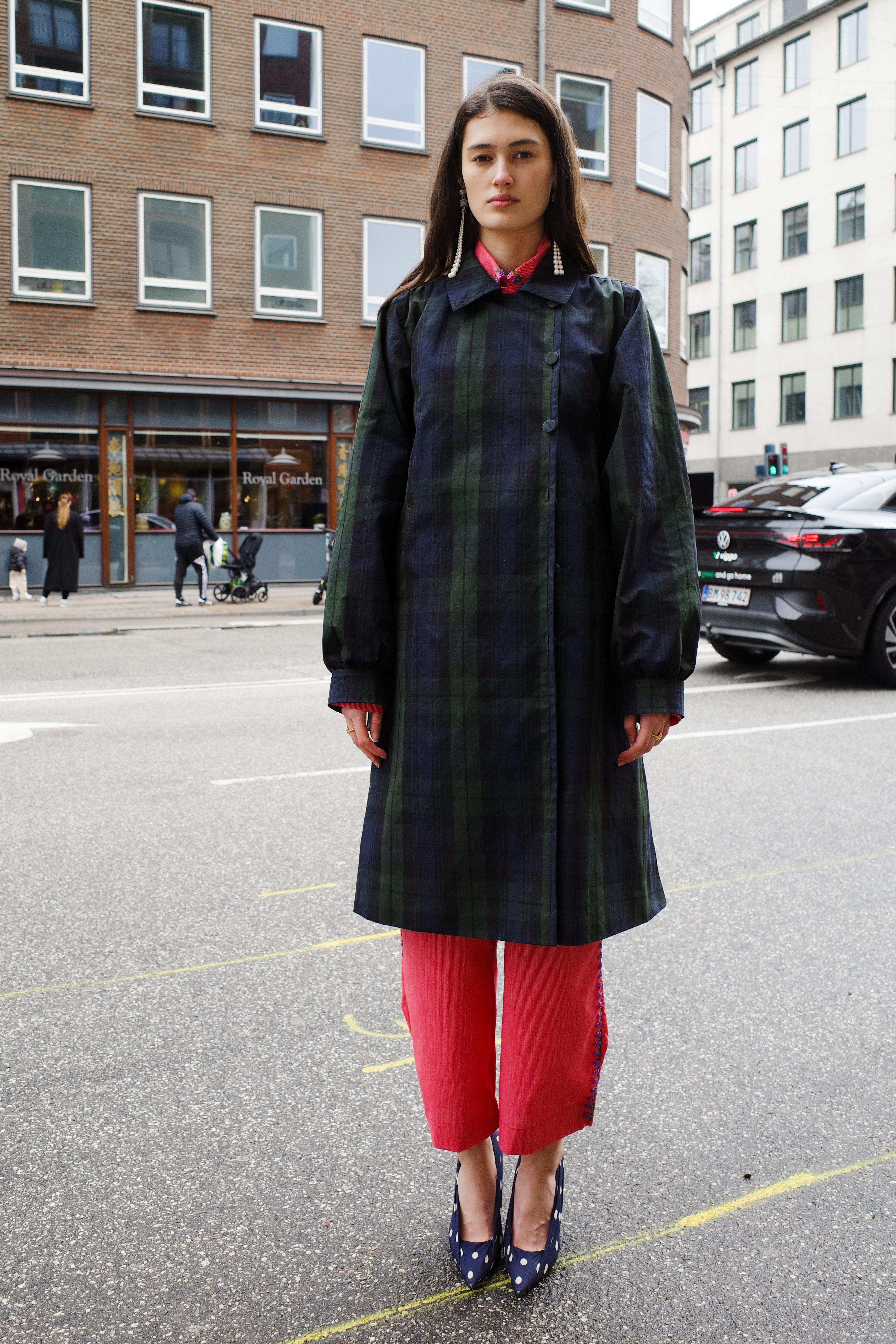 Vivian Coat - Hybrid Aero Waxed Cotton - Green and black check