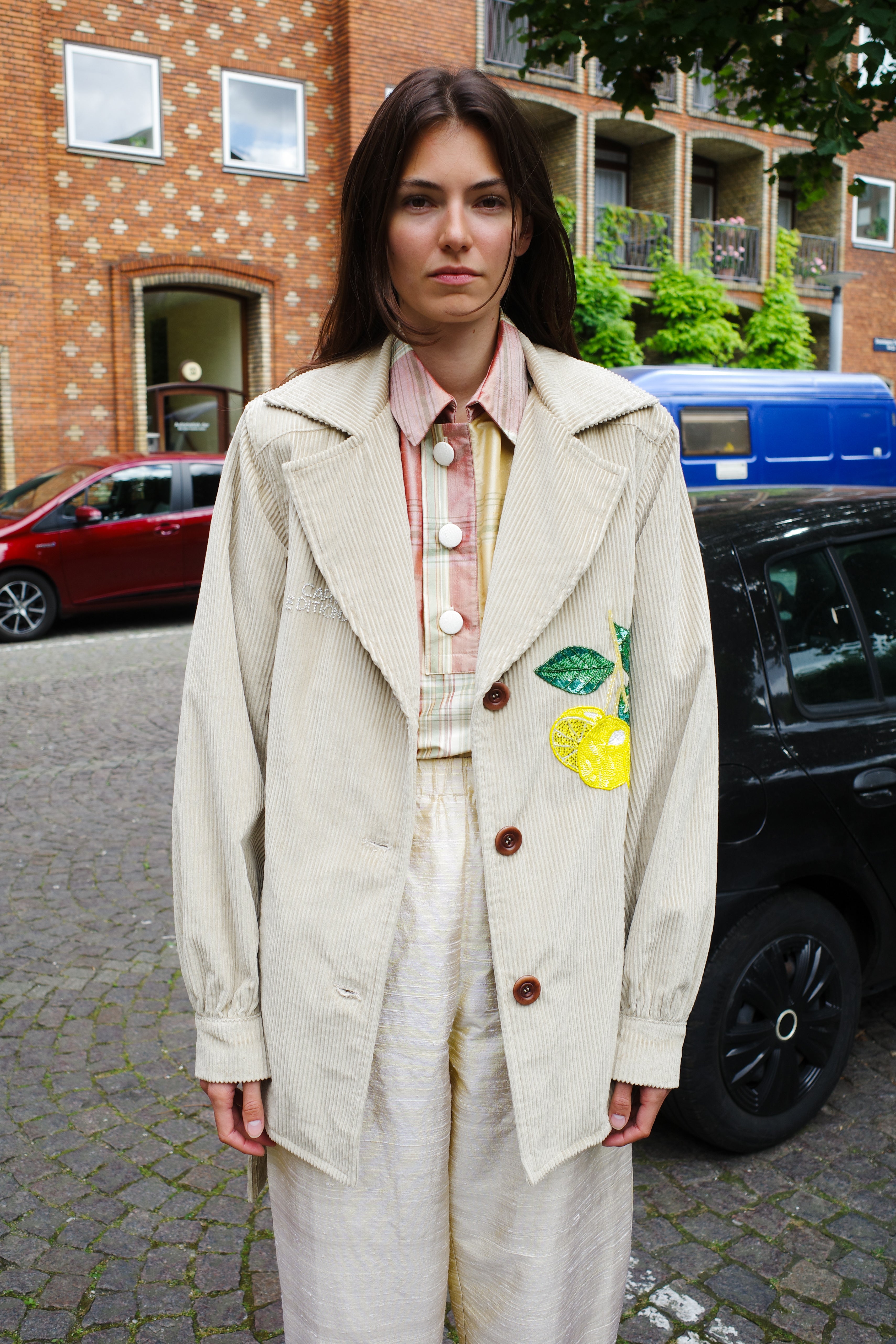 Corduroy Coco Jacket lemon embroidery