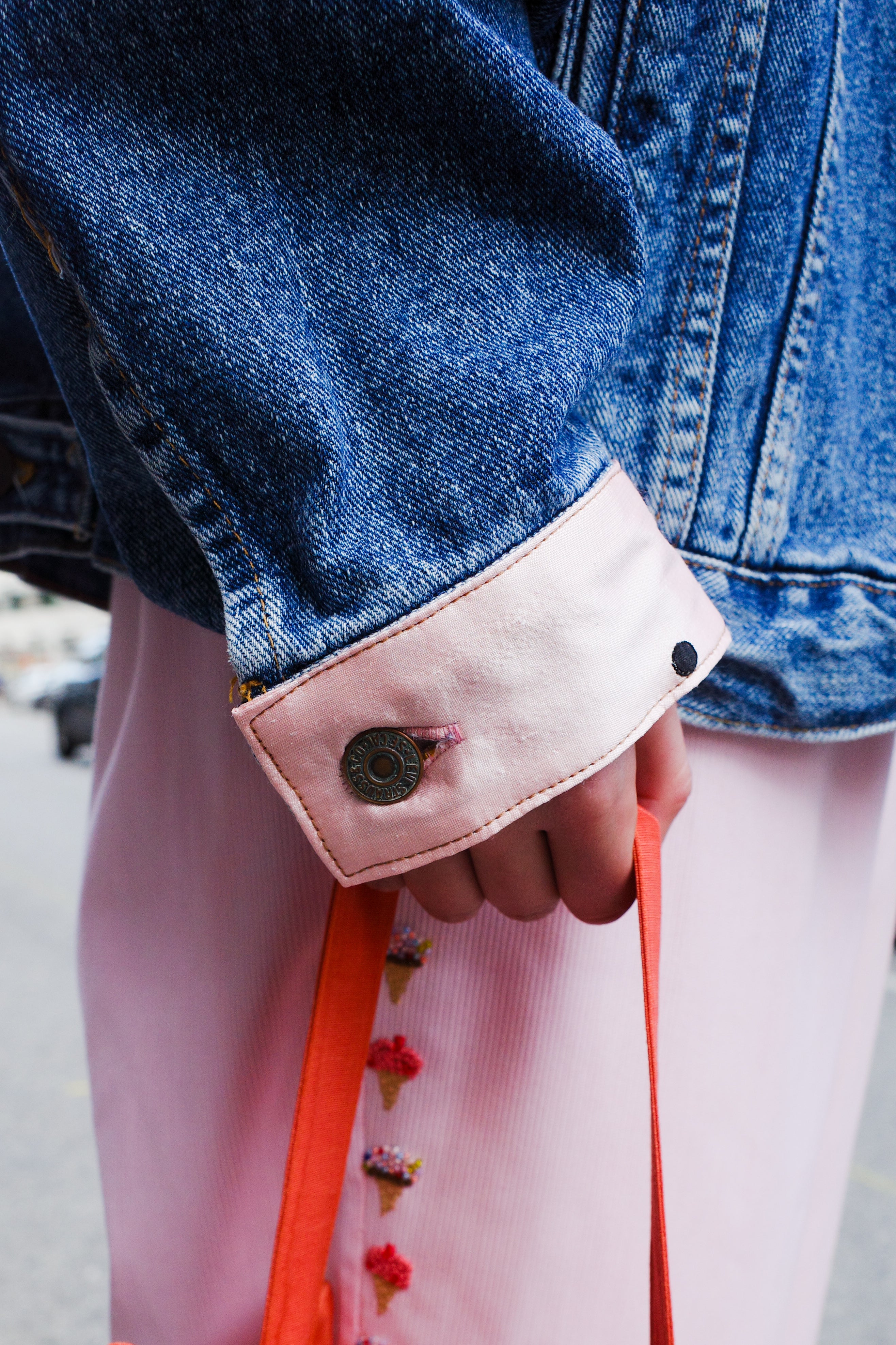Upcycled Denim Jacket - leopard with bow