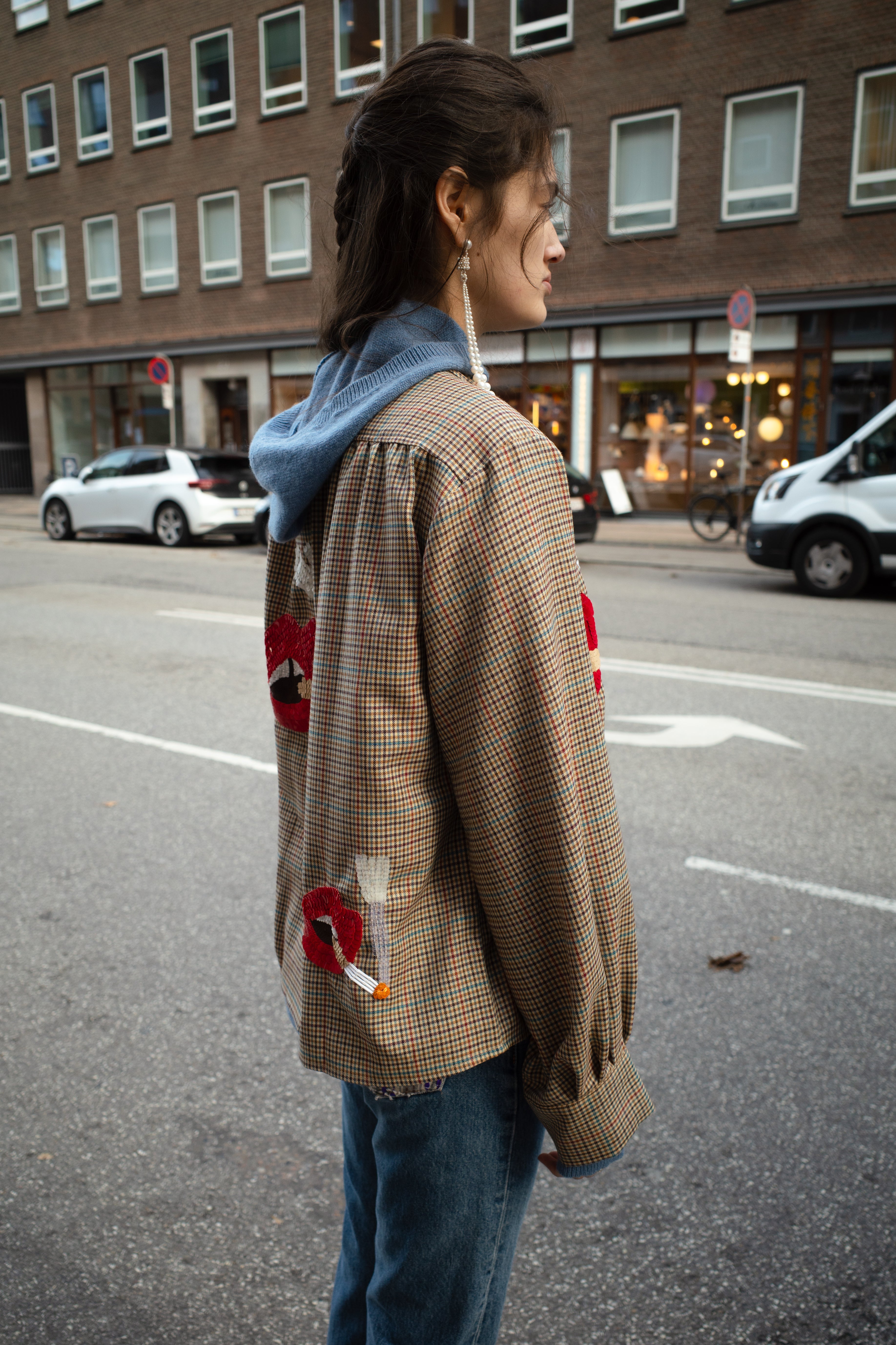 Bonsai Shirt - Tweed with Red Lips