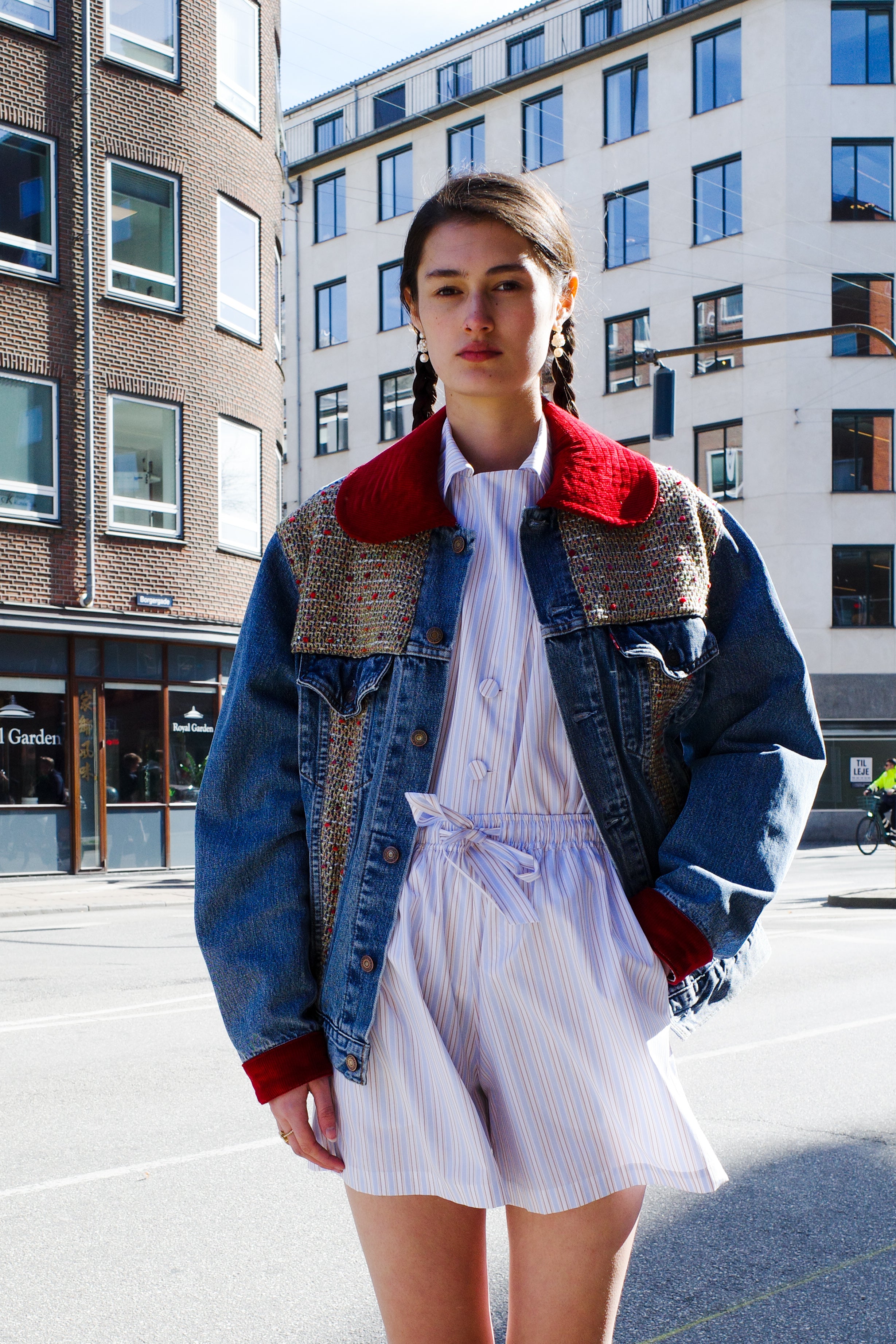 Upcycled Denim Jacket with deadstock Chanel fabric