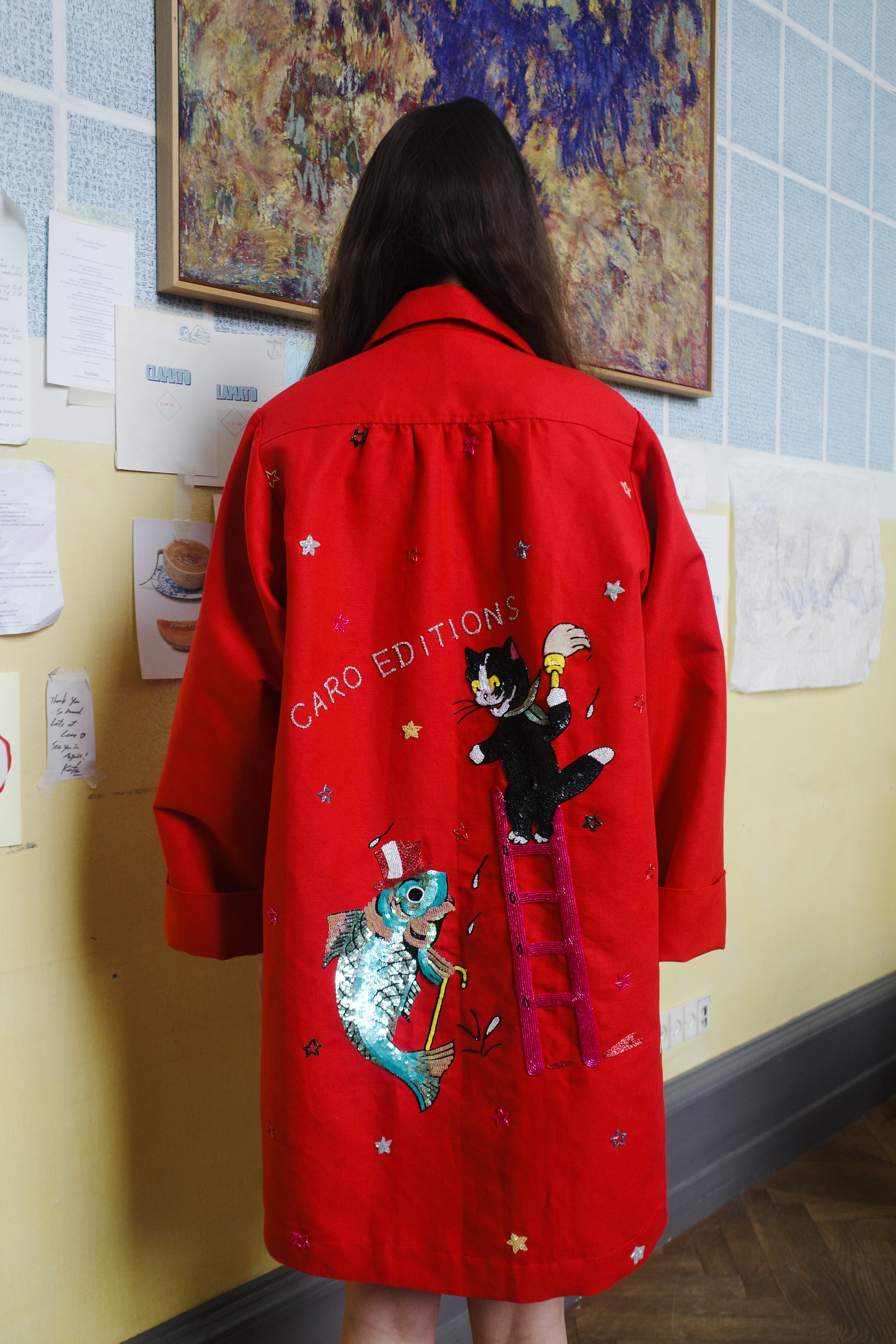 ANNA COAT COTTON RED - CAT ON LADDER