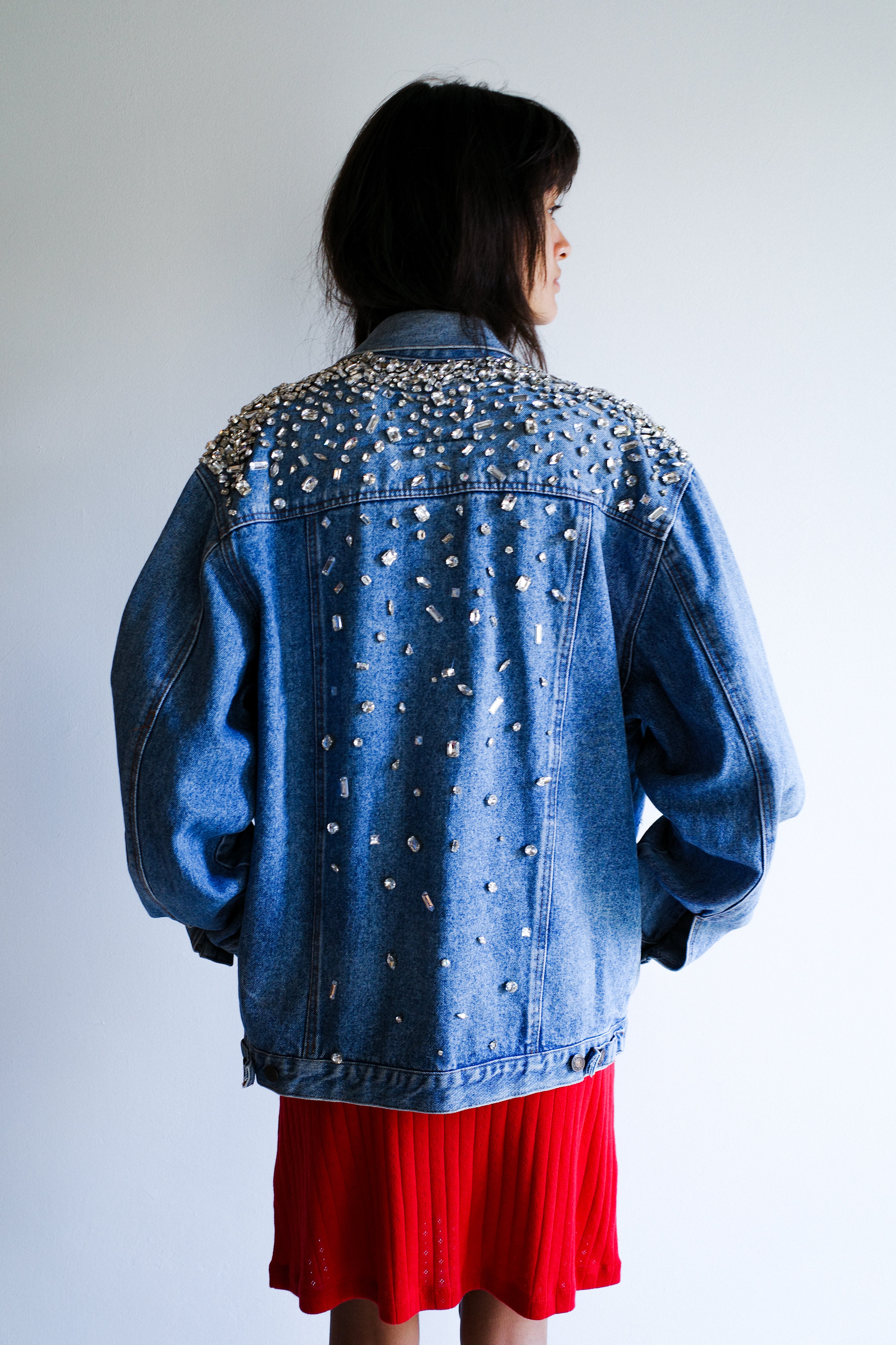 Upcycled Denim Jacket - Diamonds