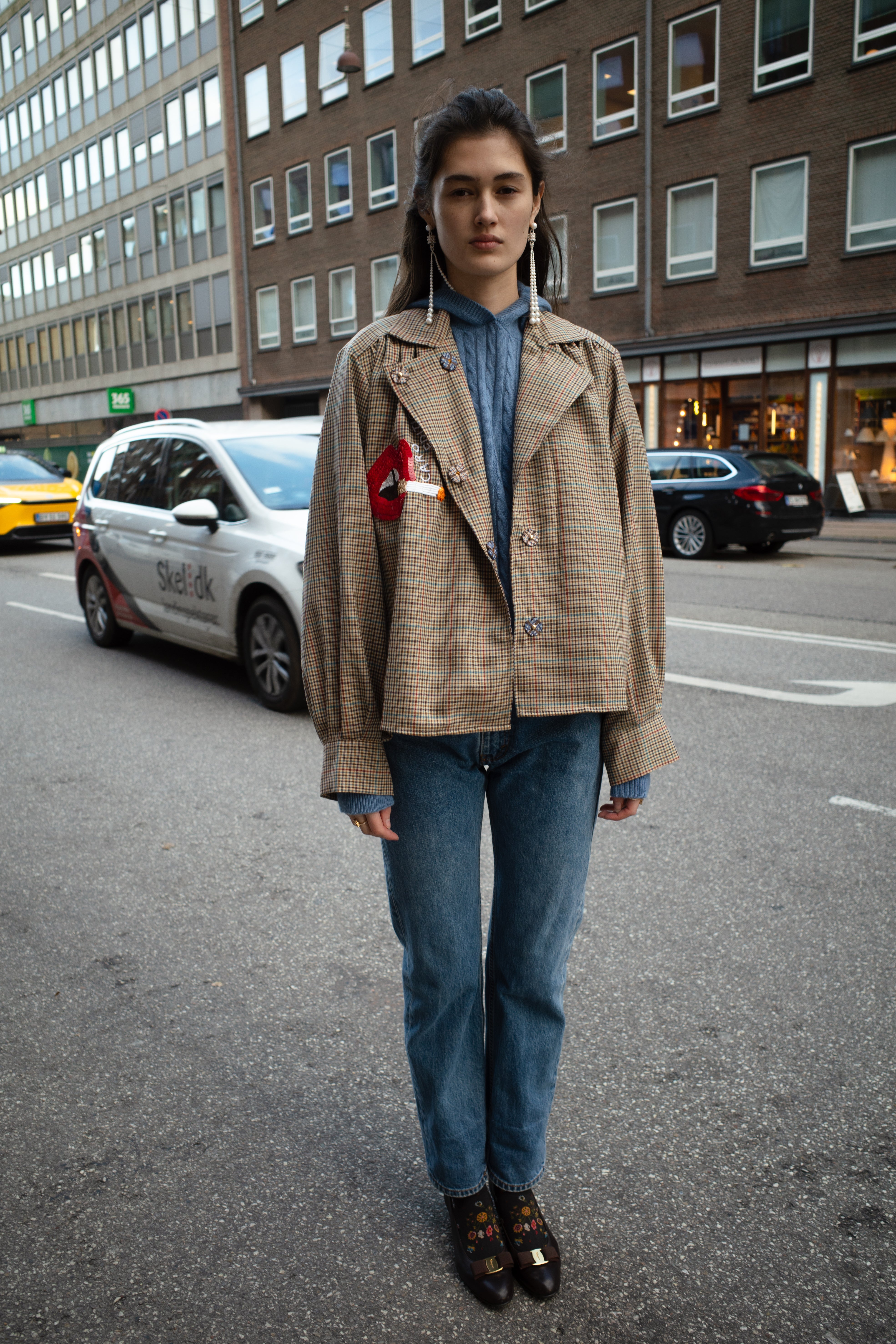 Bonsai Shirt - Tweed with Red Lips