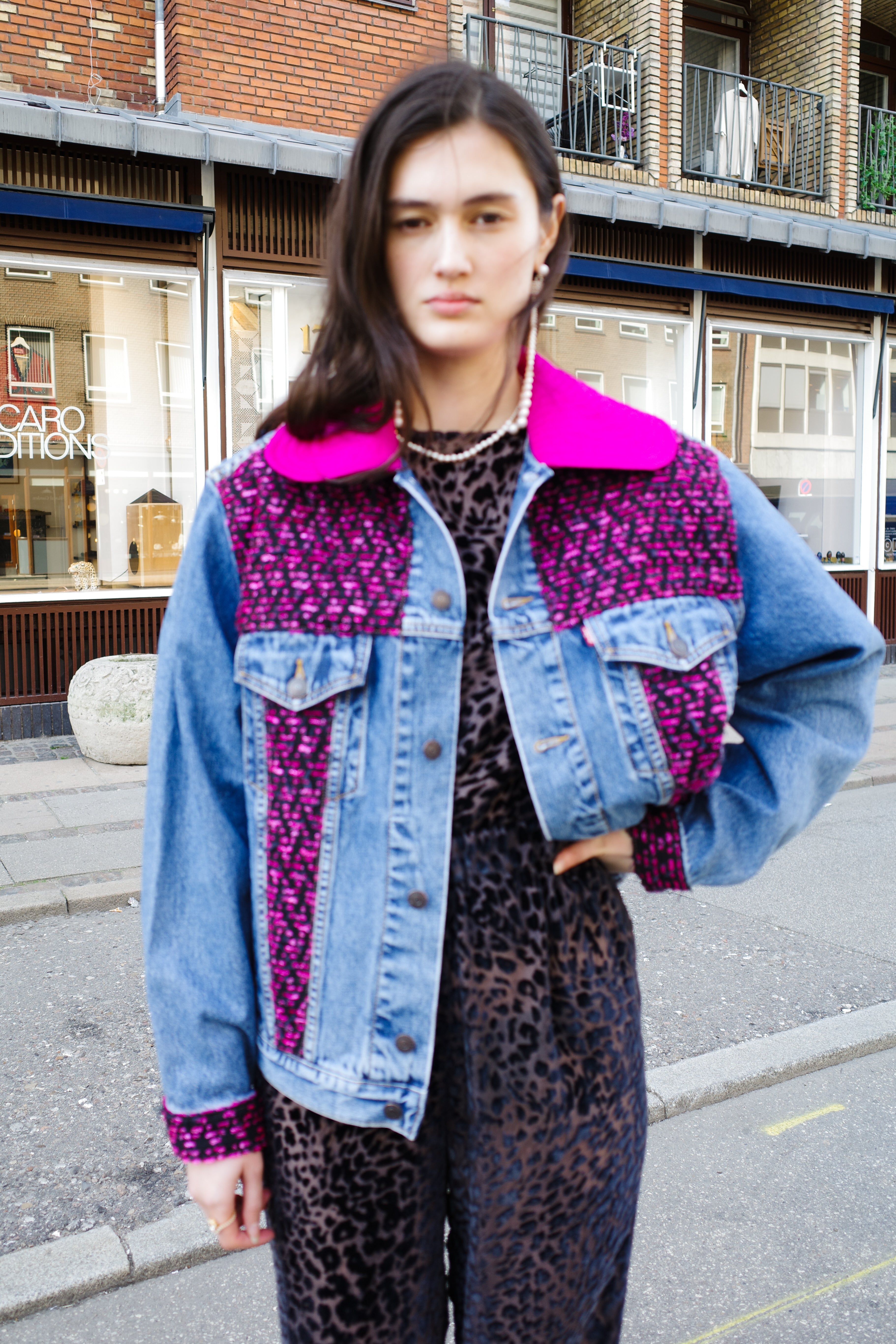 Upcycled Denim Jacket with deadstock Chanel fabric