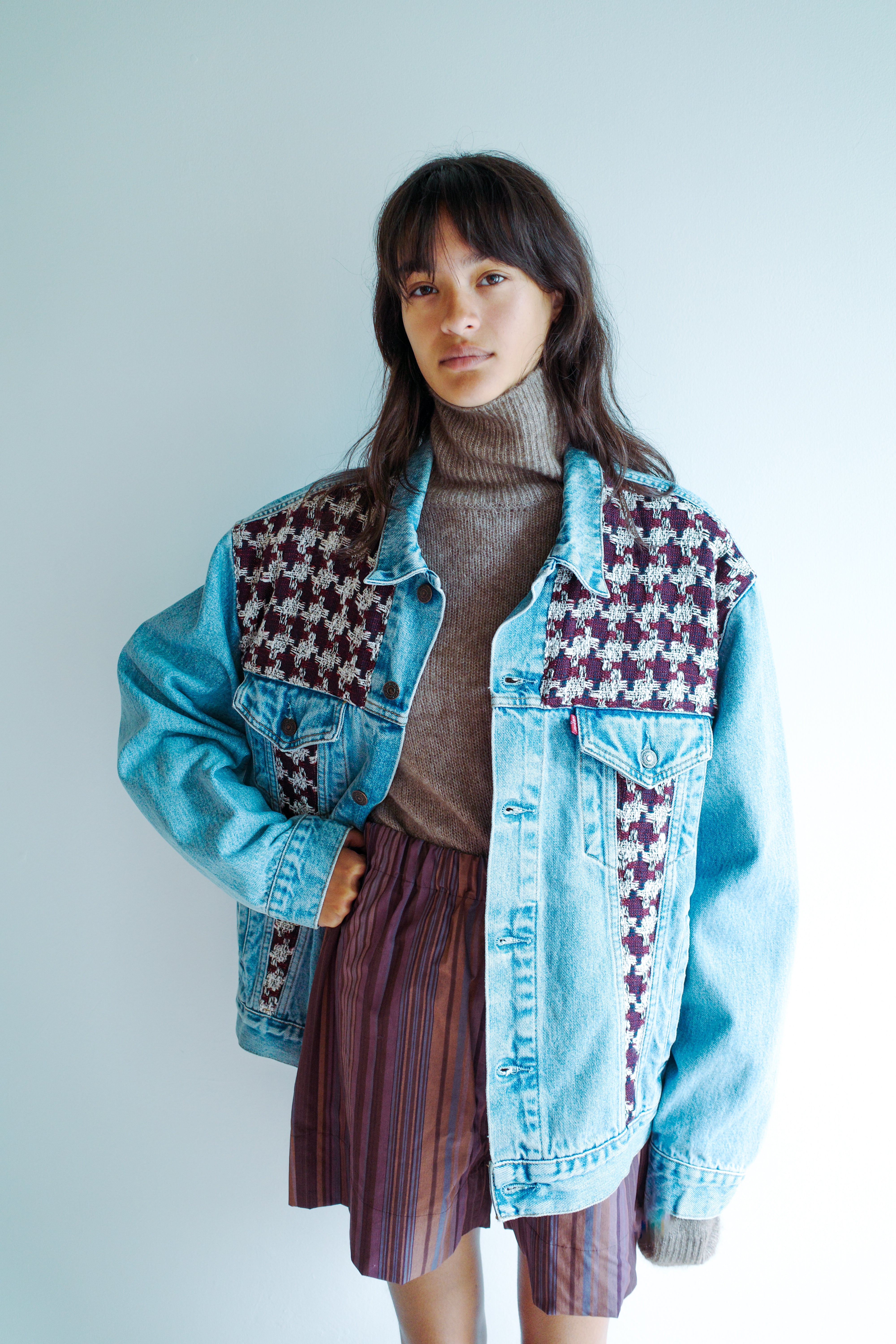 Upcycled Denim Jacket with deadstock Chanel fabric