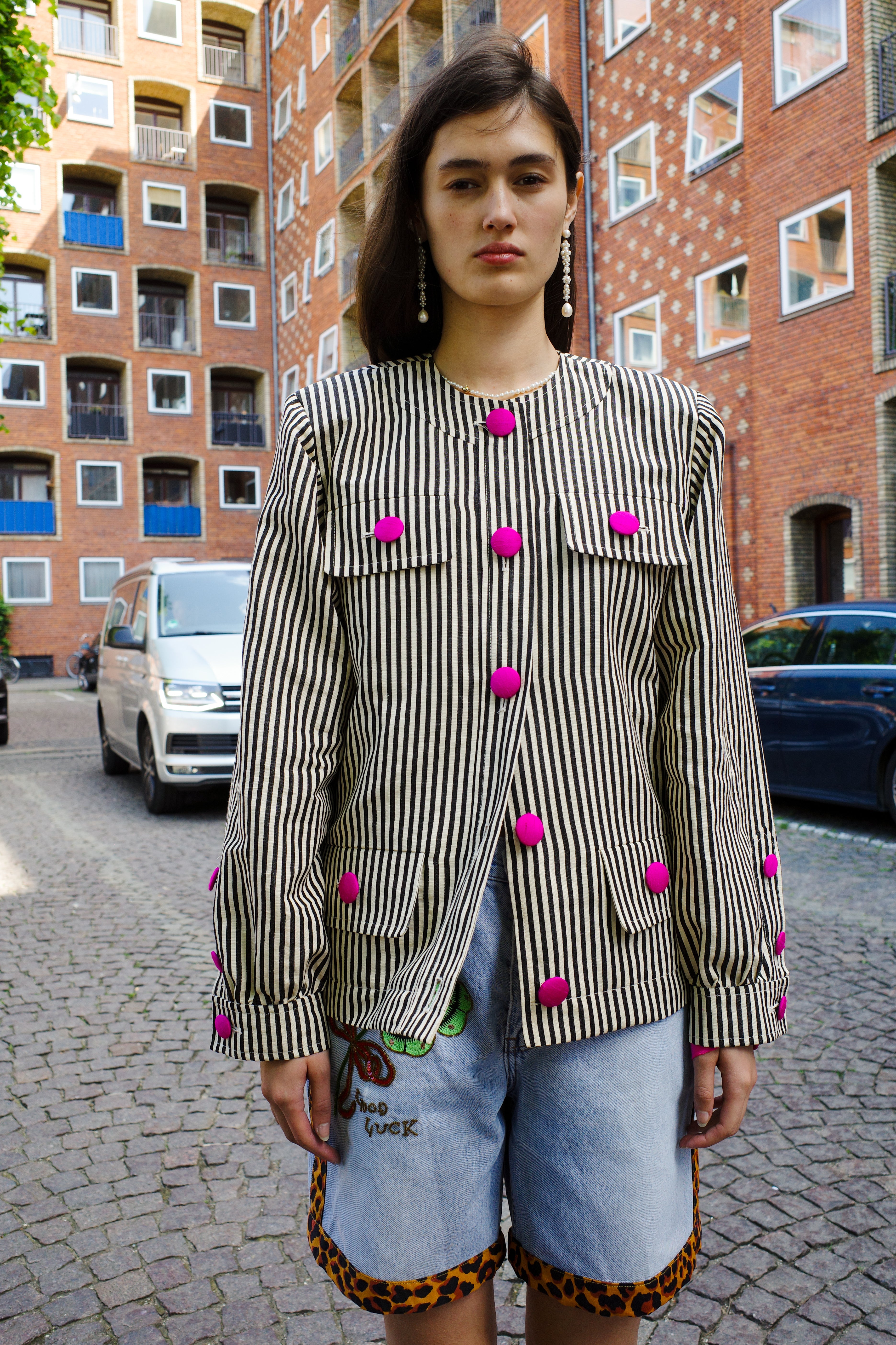 Iggy Jacket AW25 Linen/Cotton MIX Black/White Stripe