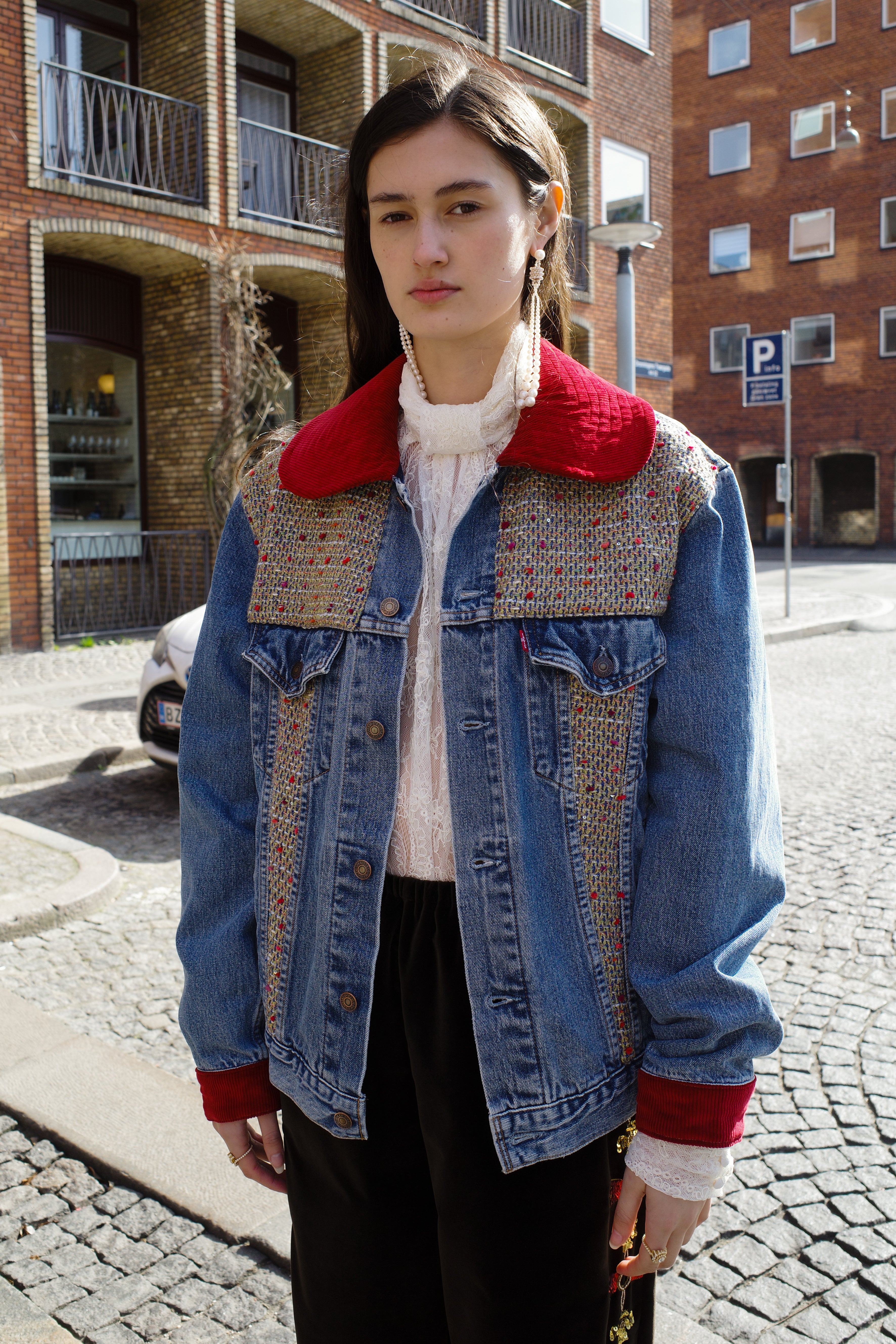 Upcycled Denim Jacket with deadstock Chanel fabric