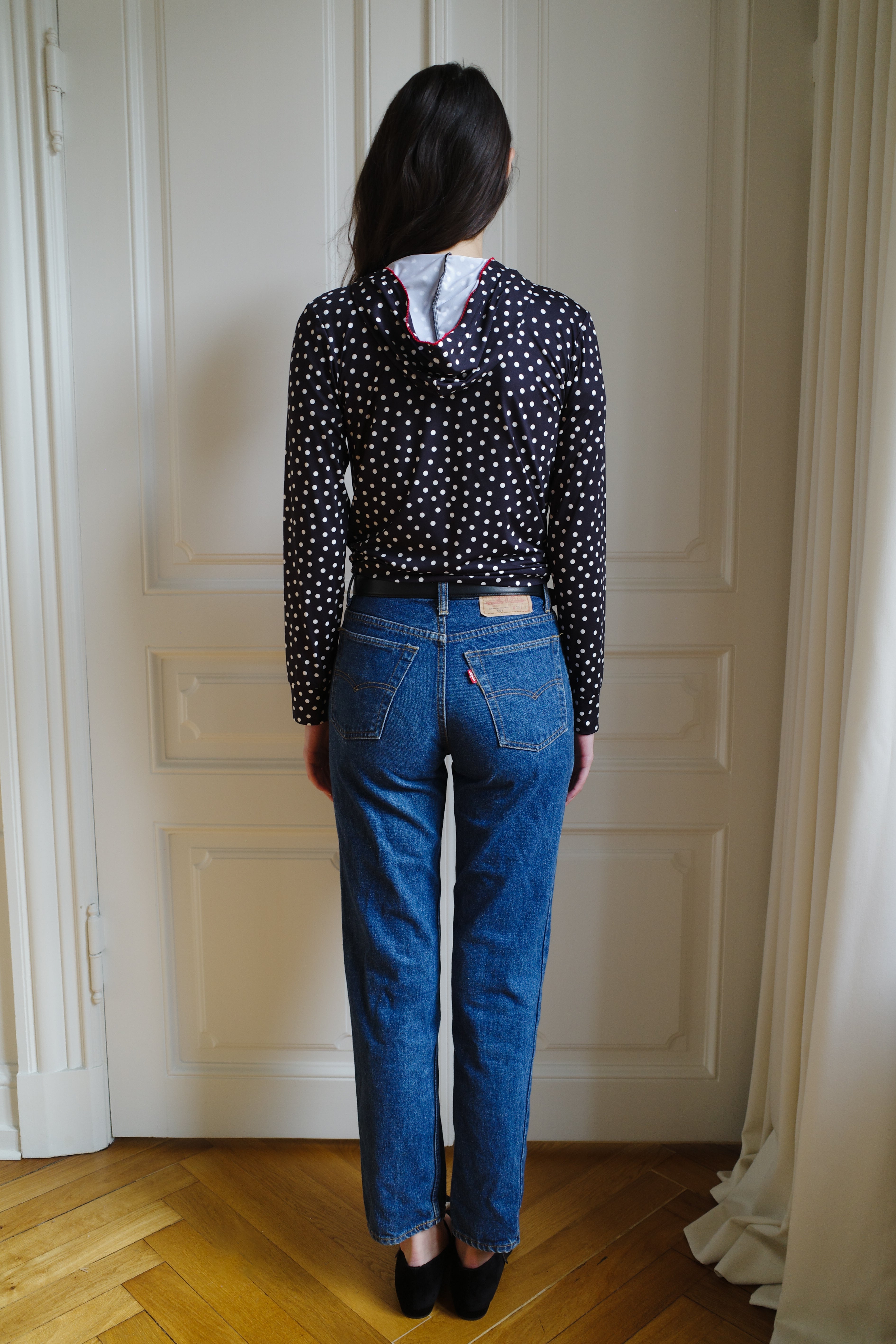 Hoodie Jersey Black Dots