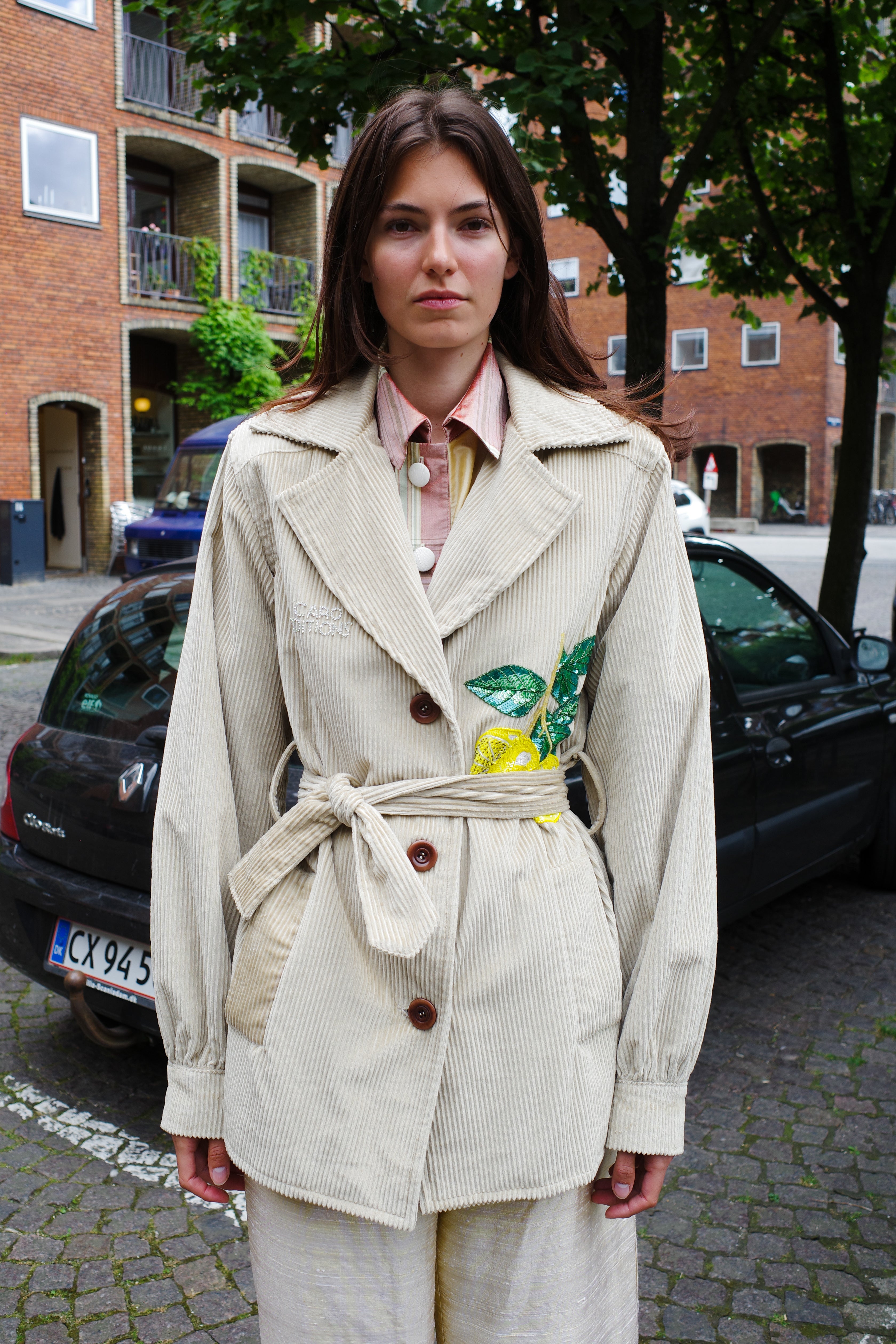 Corduroy Coco Jacket lemon embroidery