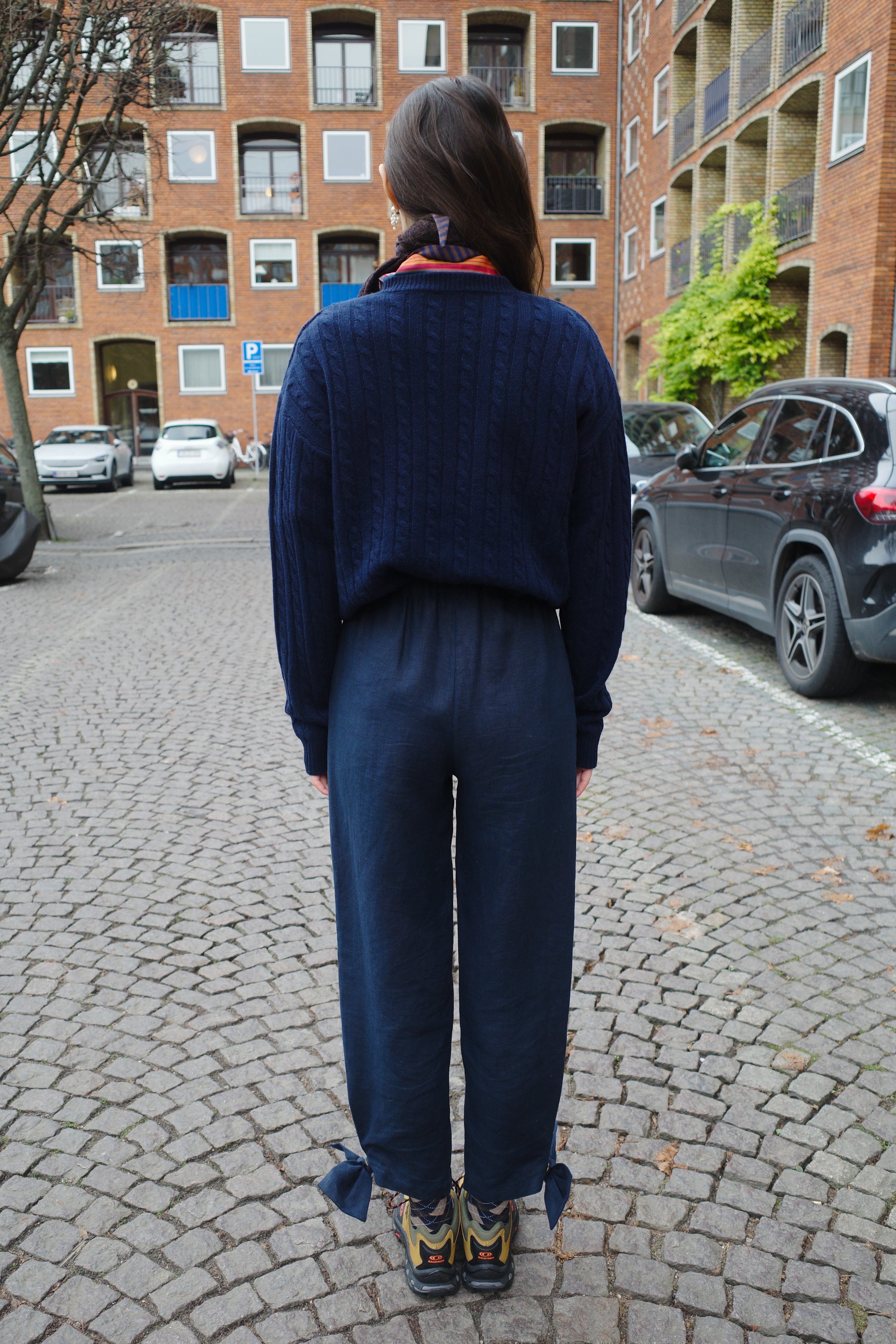 Coco Pants w. Bows Textiles Linen Navy