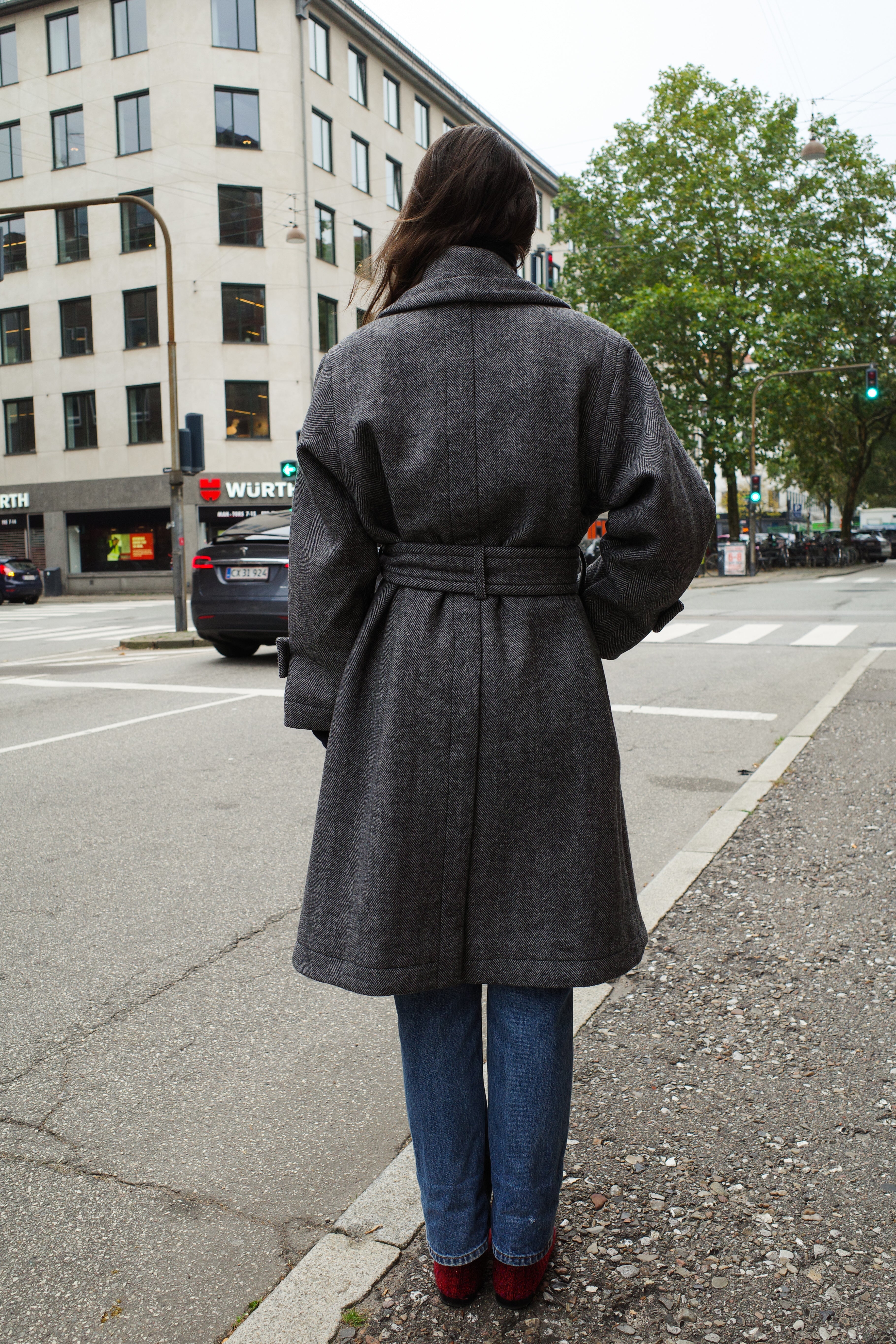 Coco Coat w. Belt - Charcoal
