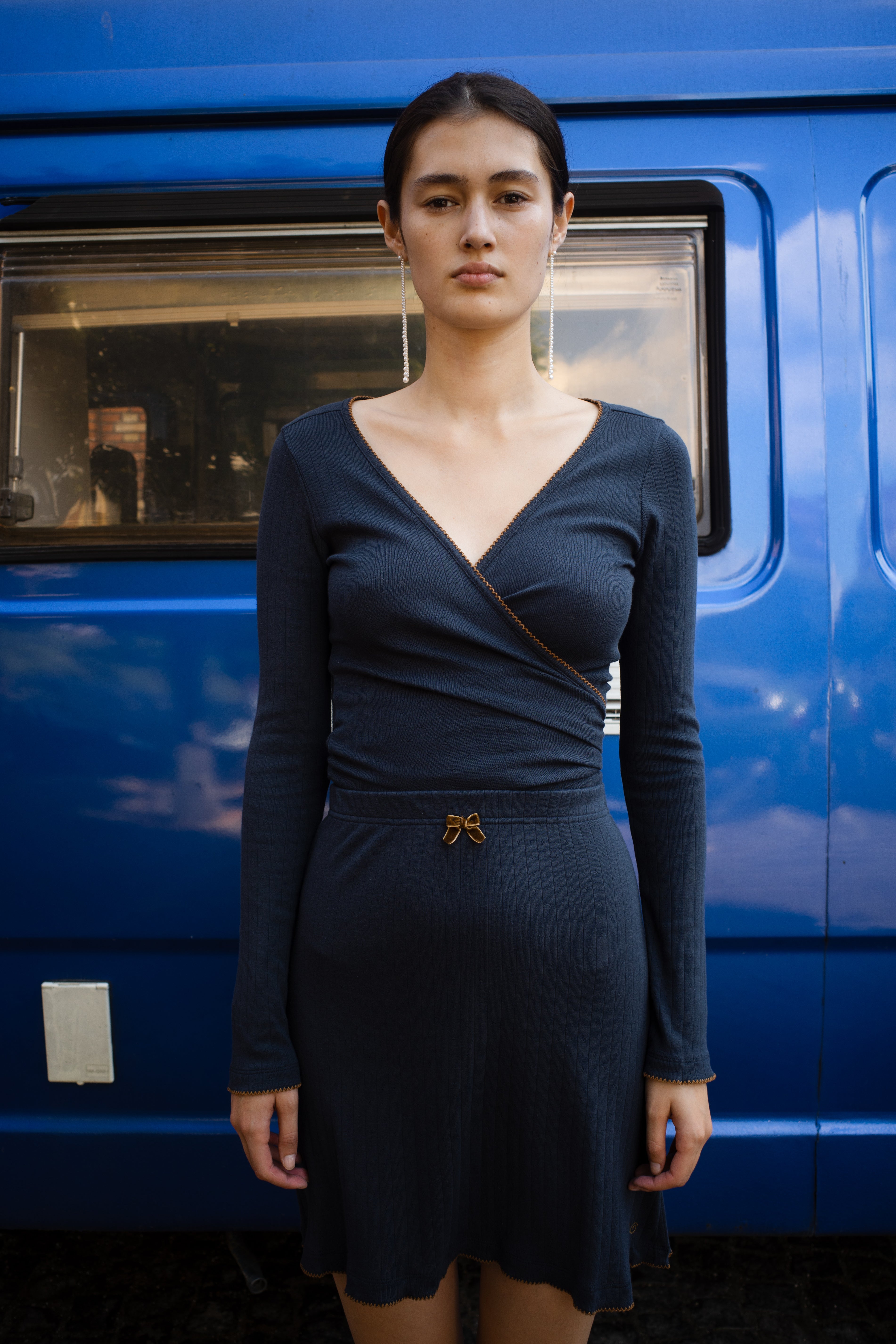 Caro Wrap Top - Navy