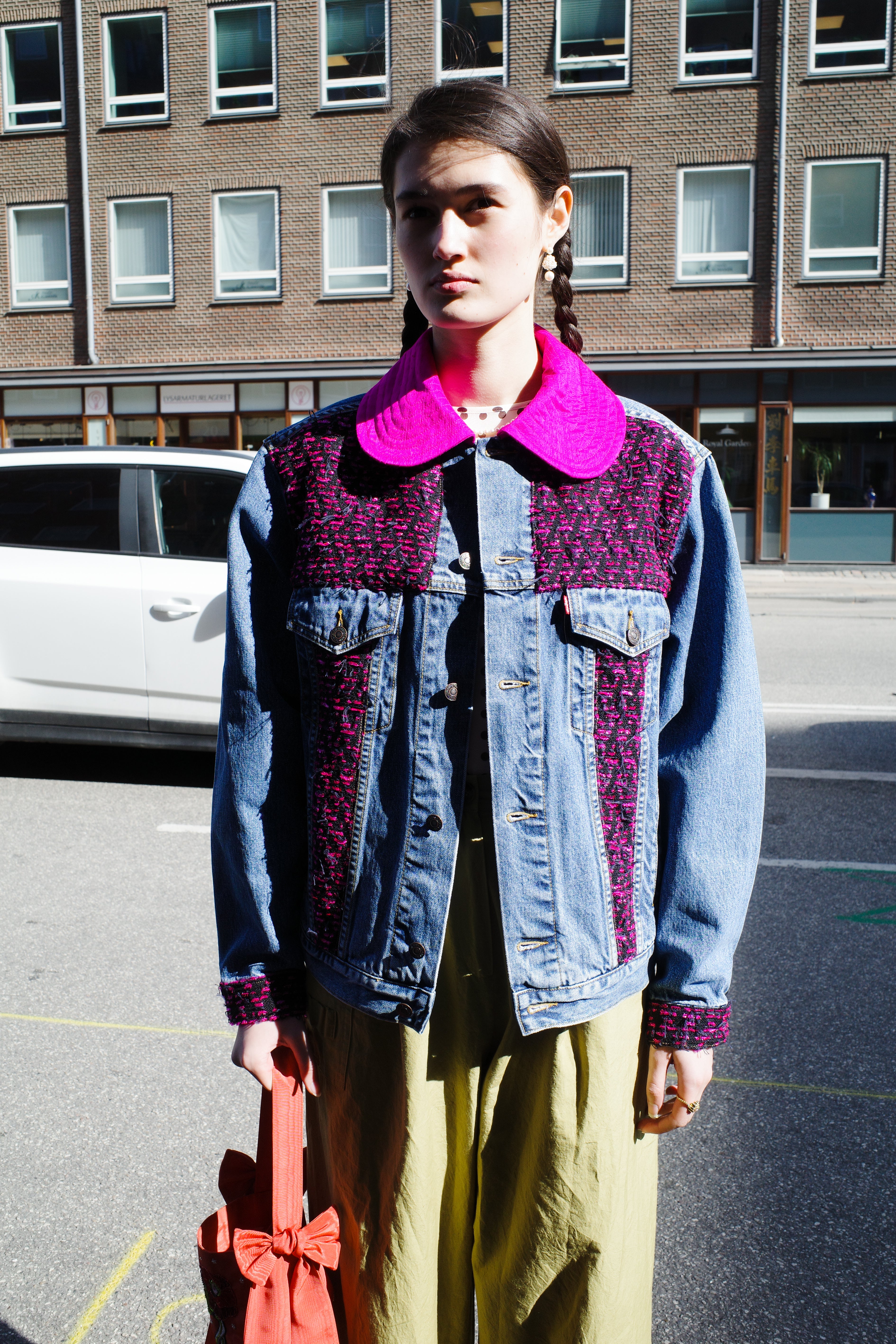 Upcycled Denim Jacket with deadstock Chanel fabric