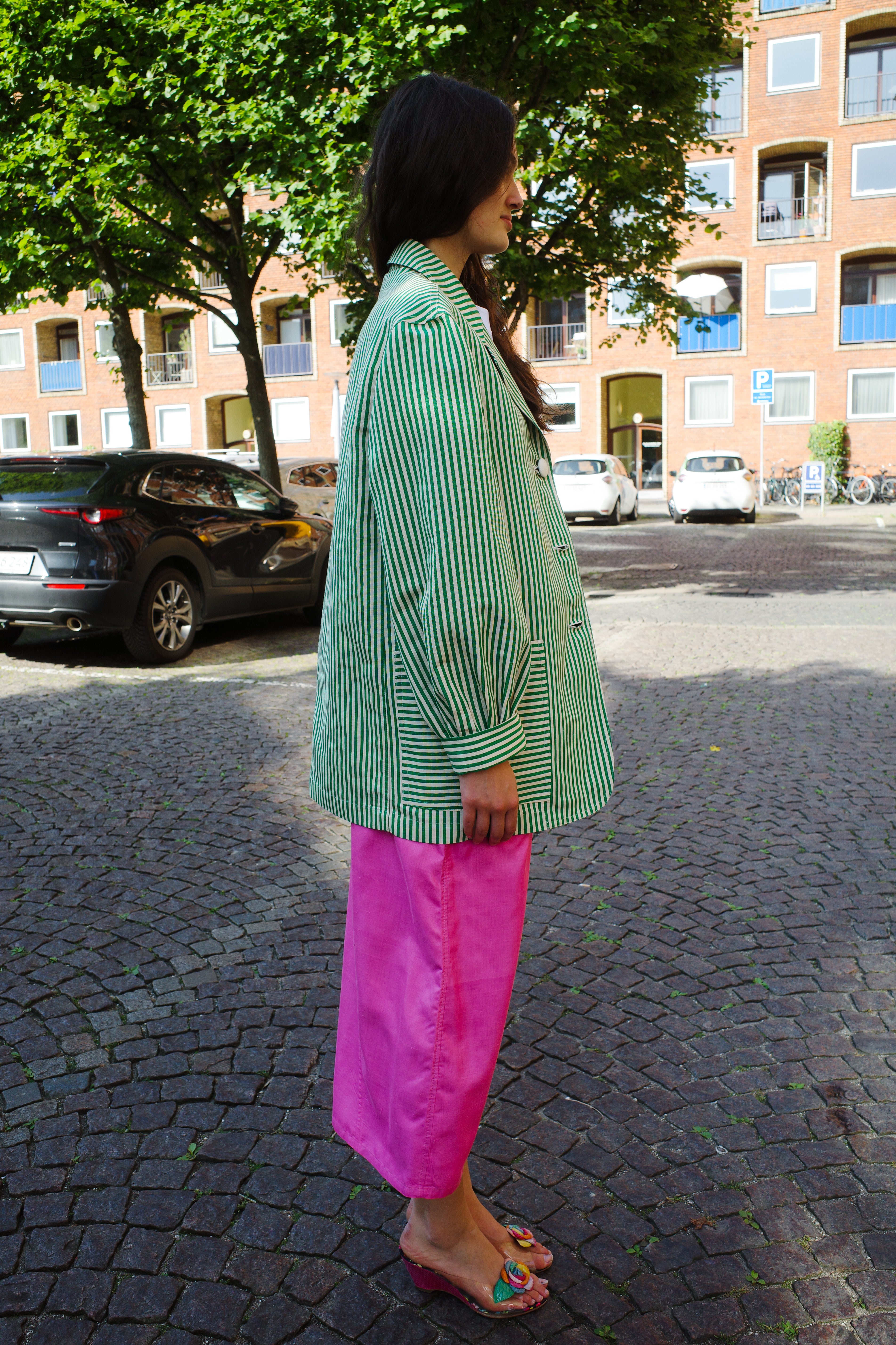 Frederik Jacket Helena Blanche Green/White Stripe