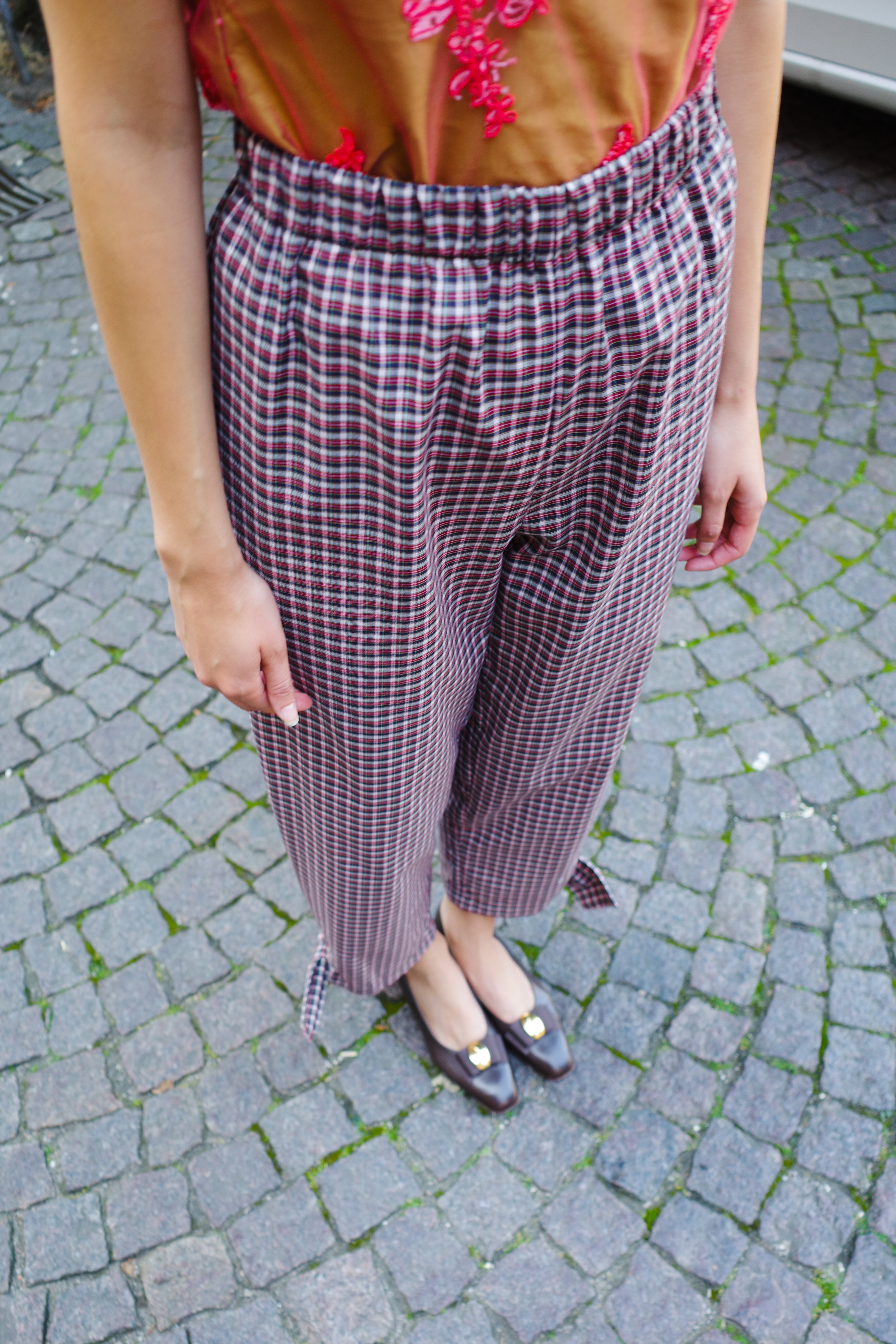 Coco Pants w. Bows Cotton Brown / Red
