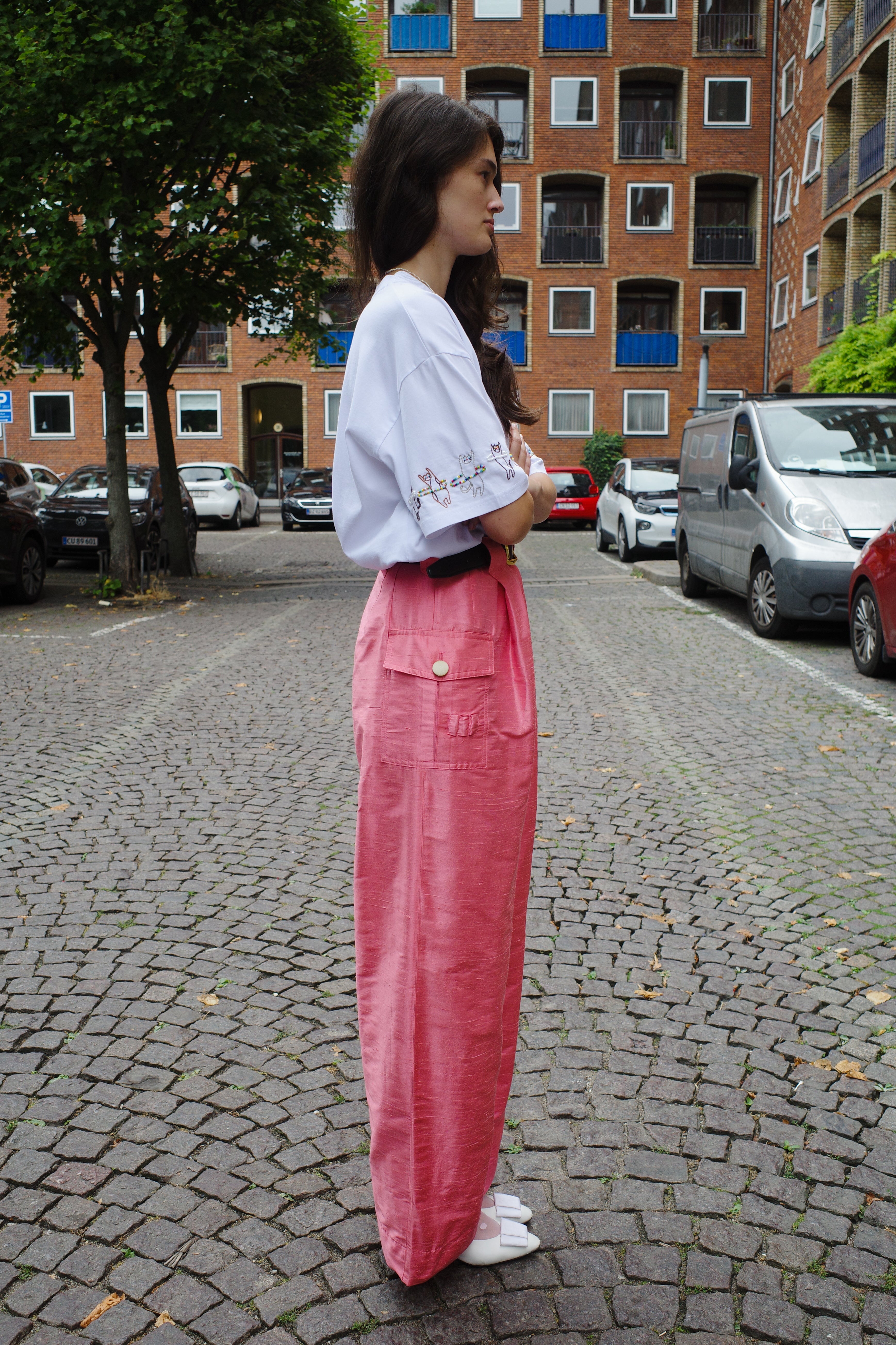 Beatrice Pants pink silk