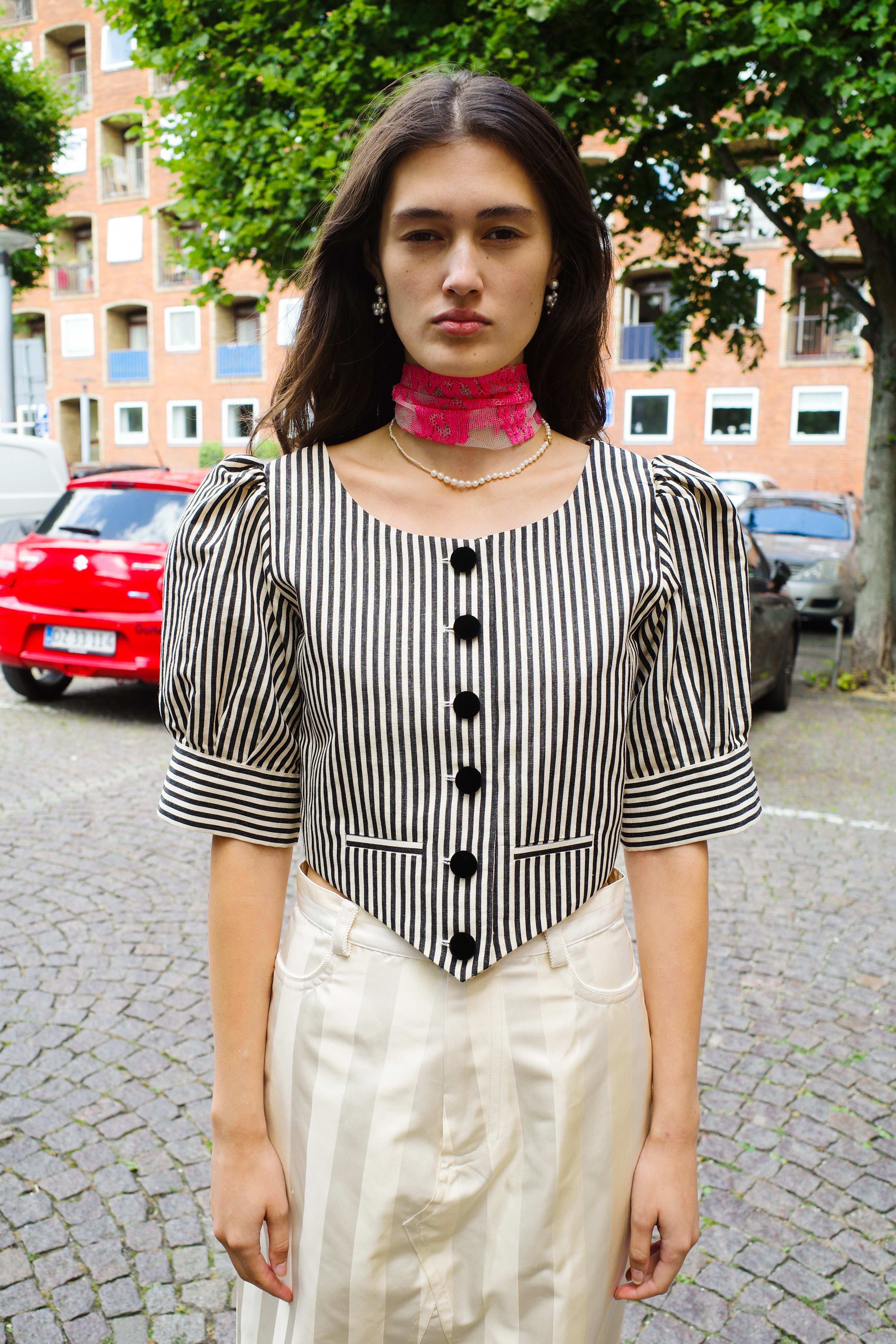 Laura Blouse Tapet Cafe Black/White Stripe