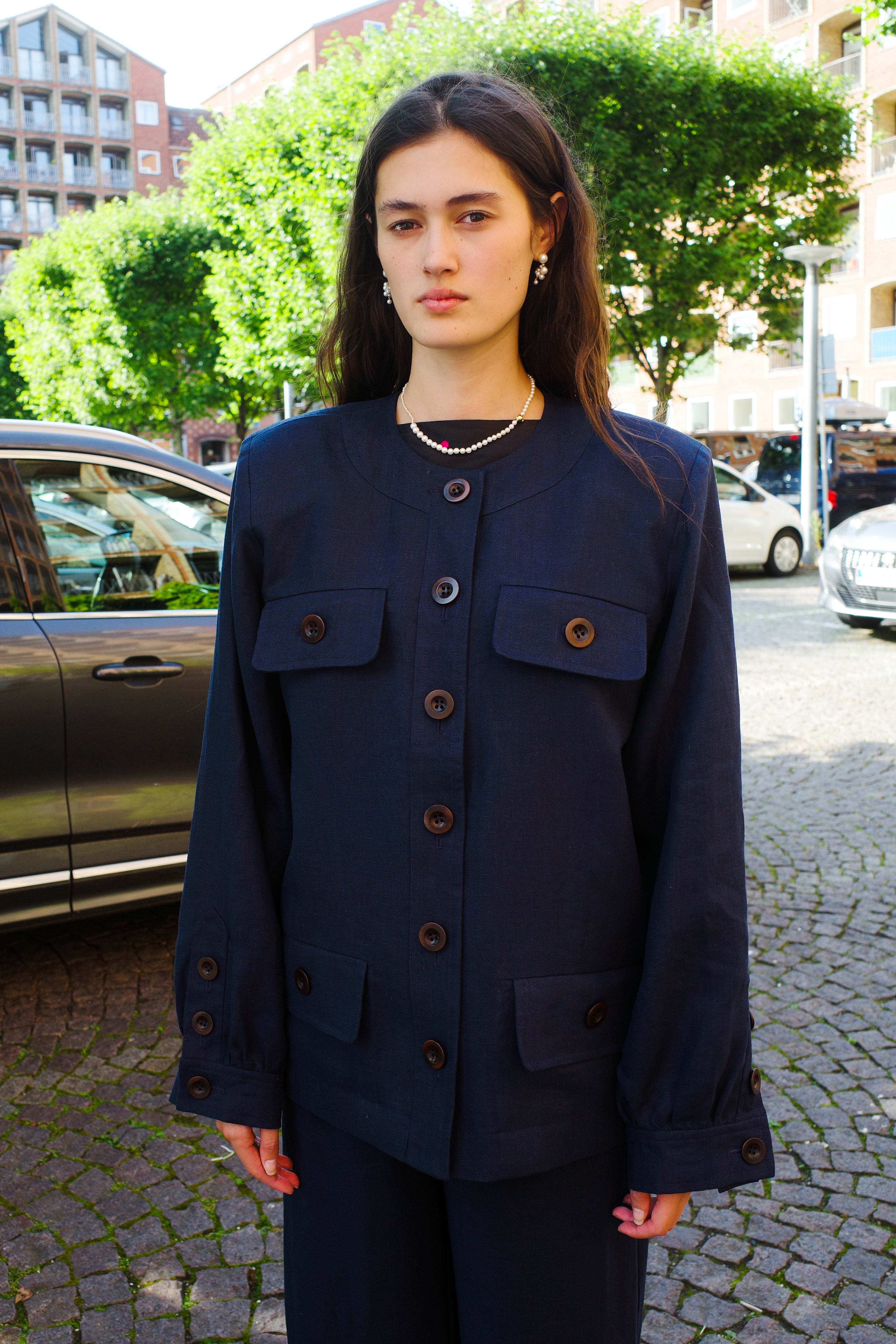 Iggy Jacket Linen Navy