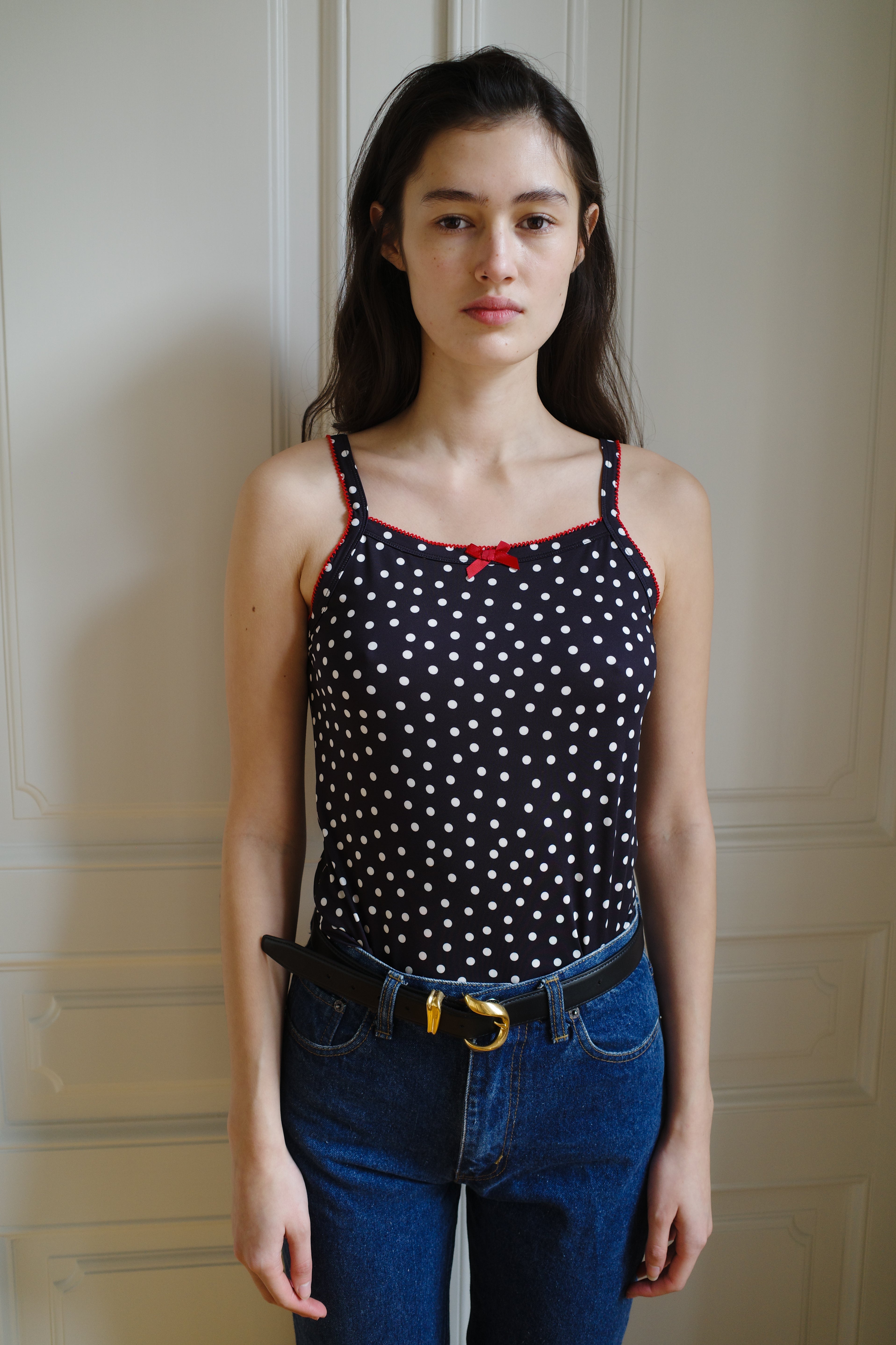 Tank Top Jersey Black Dots