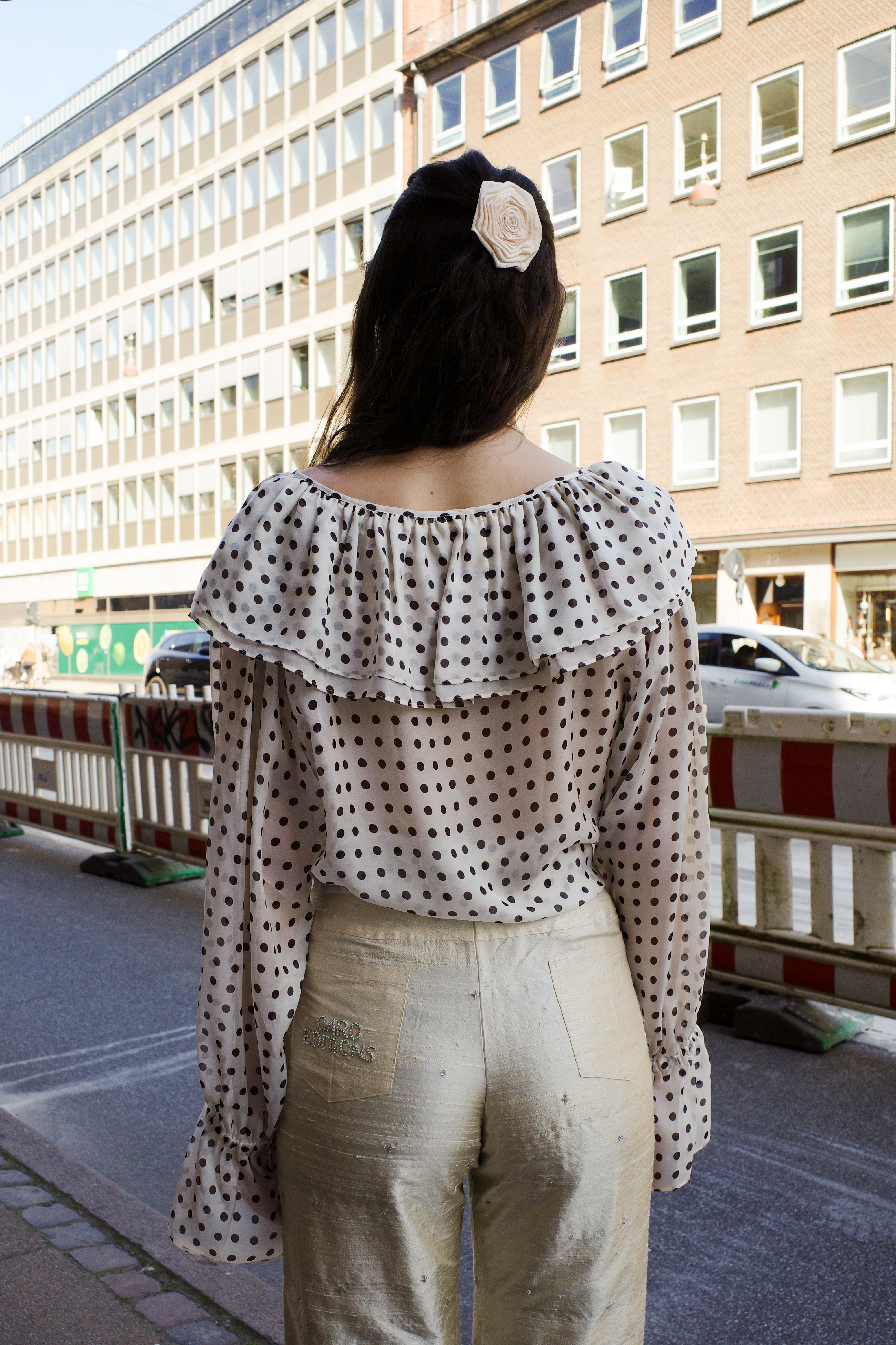Ursula Blouse - Cream w. Brown dot