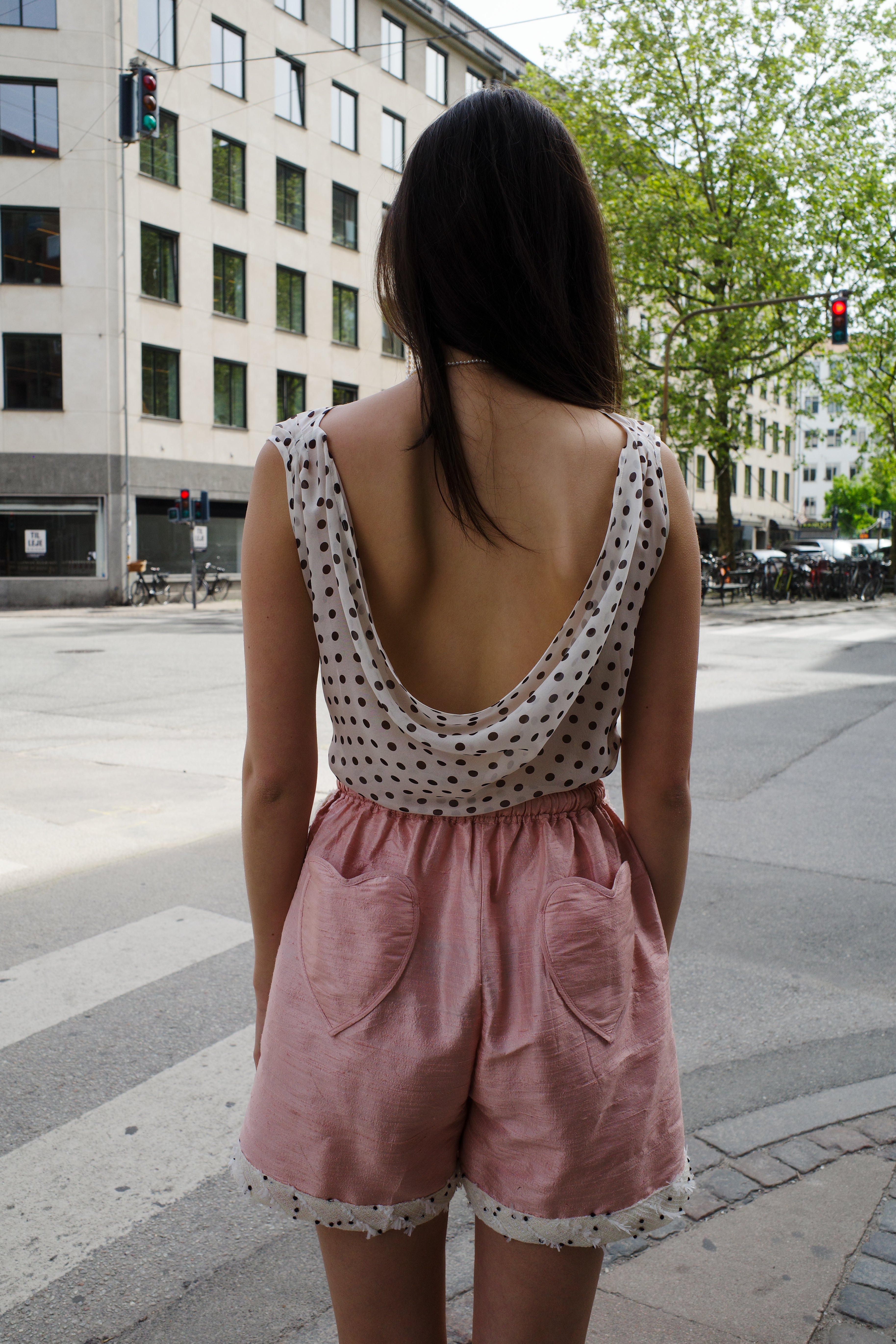 Coco shorts with heart - pale silk