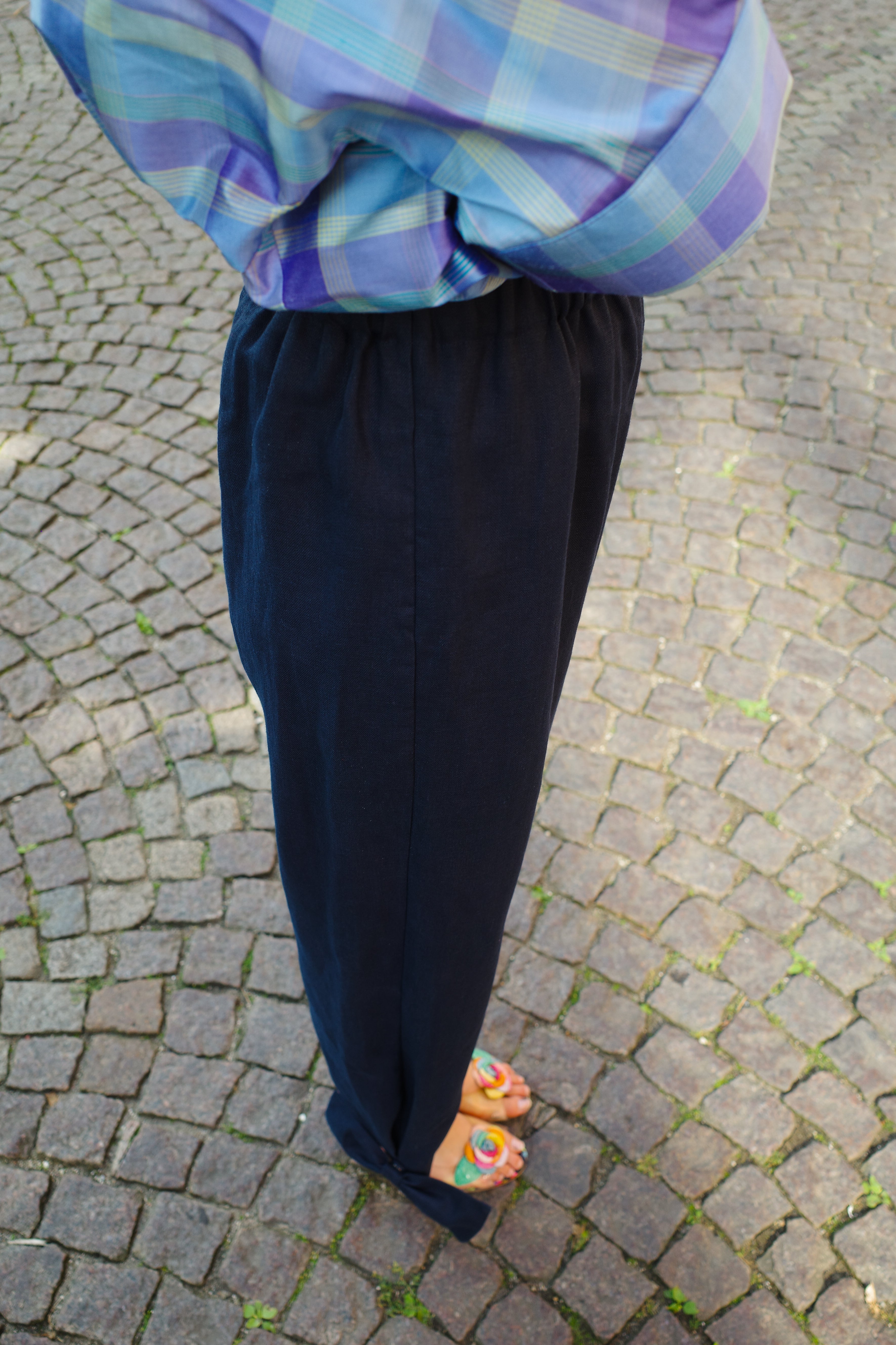 Coco Pants w. Bows Textiles Linen Navy