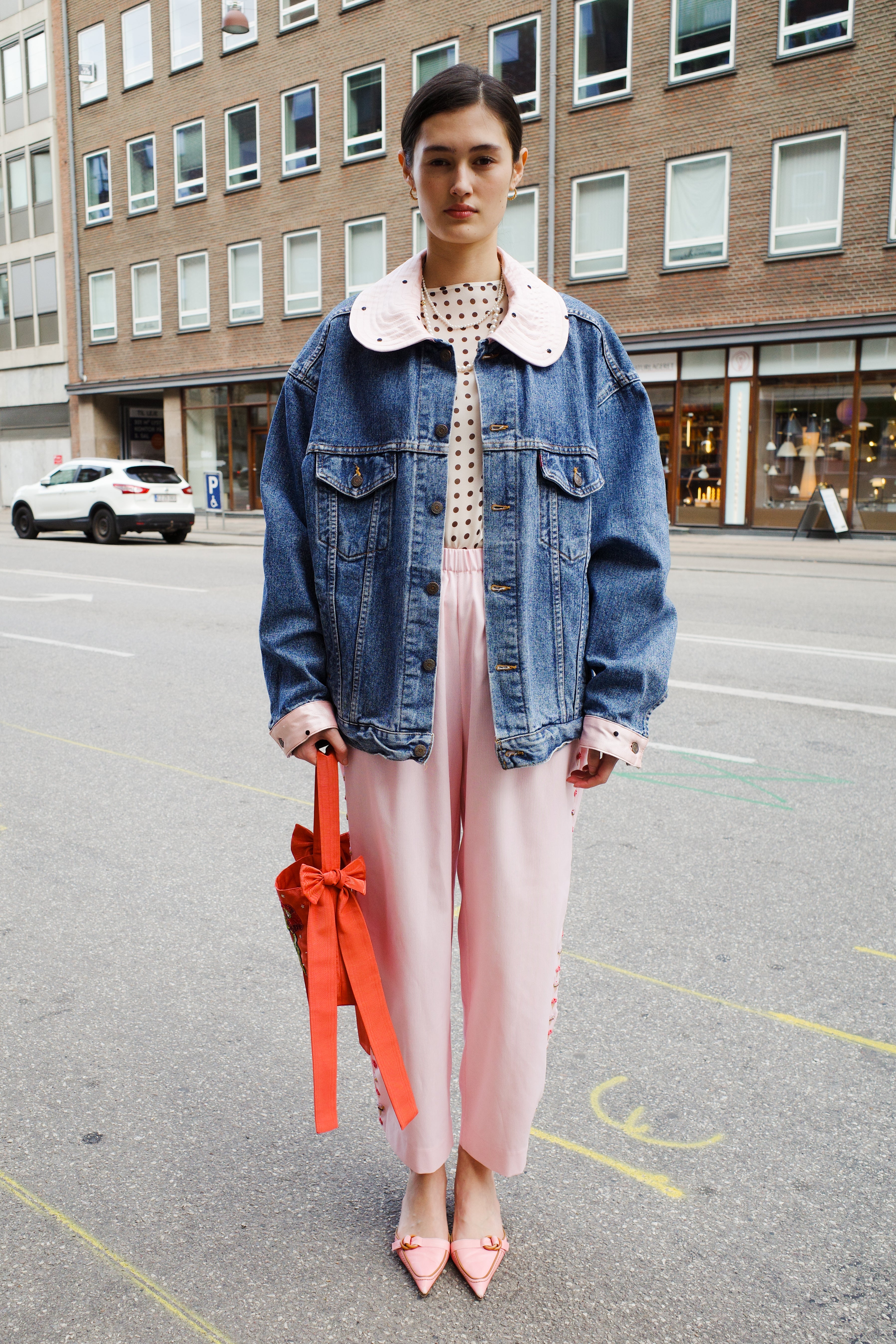 Upcycled Denim Jacket - leopard with bow