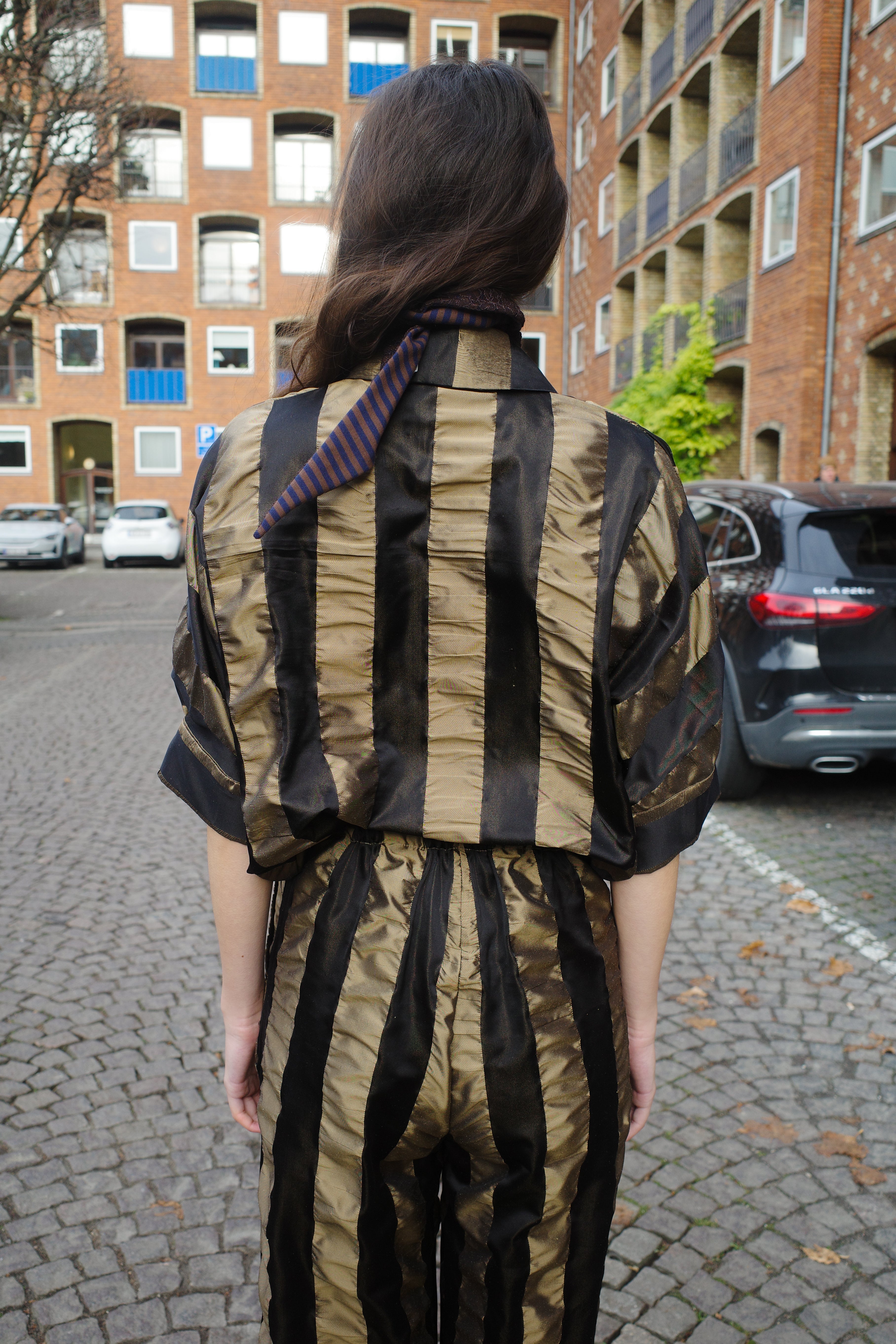 Lisbeth Blouse Silk Organza Black/Cobber