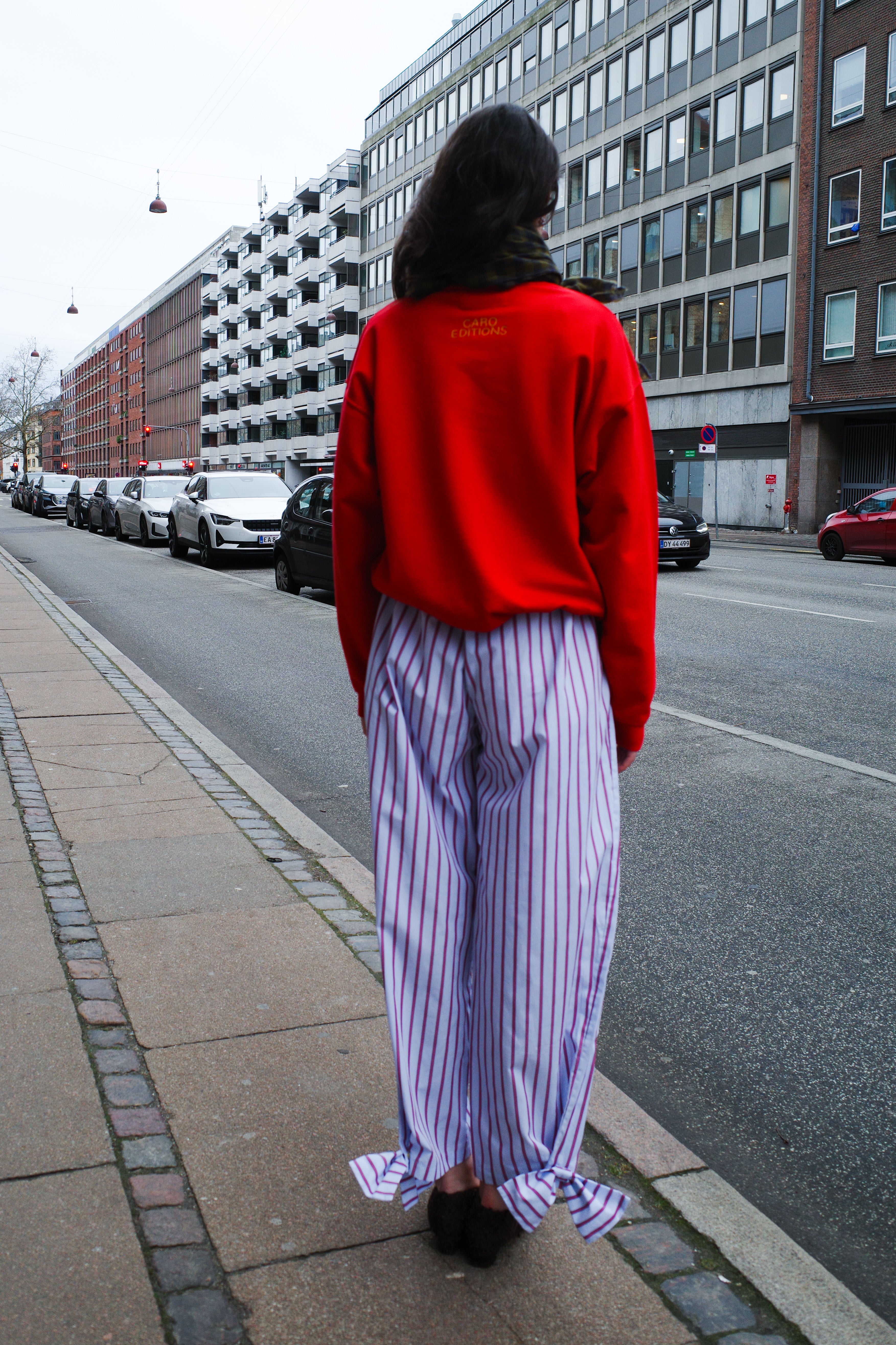 Coco Pants - Blue with White Red Stripe and Bows