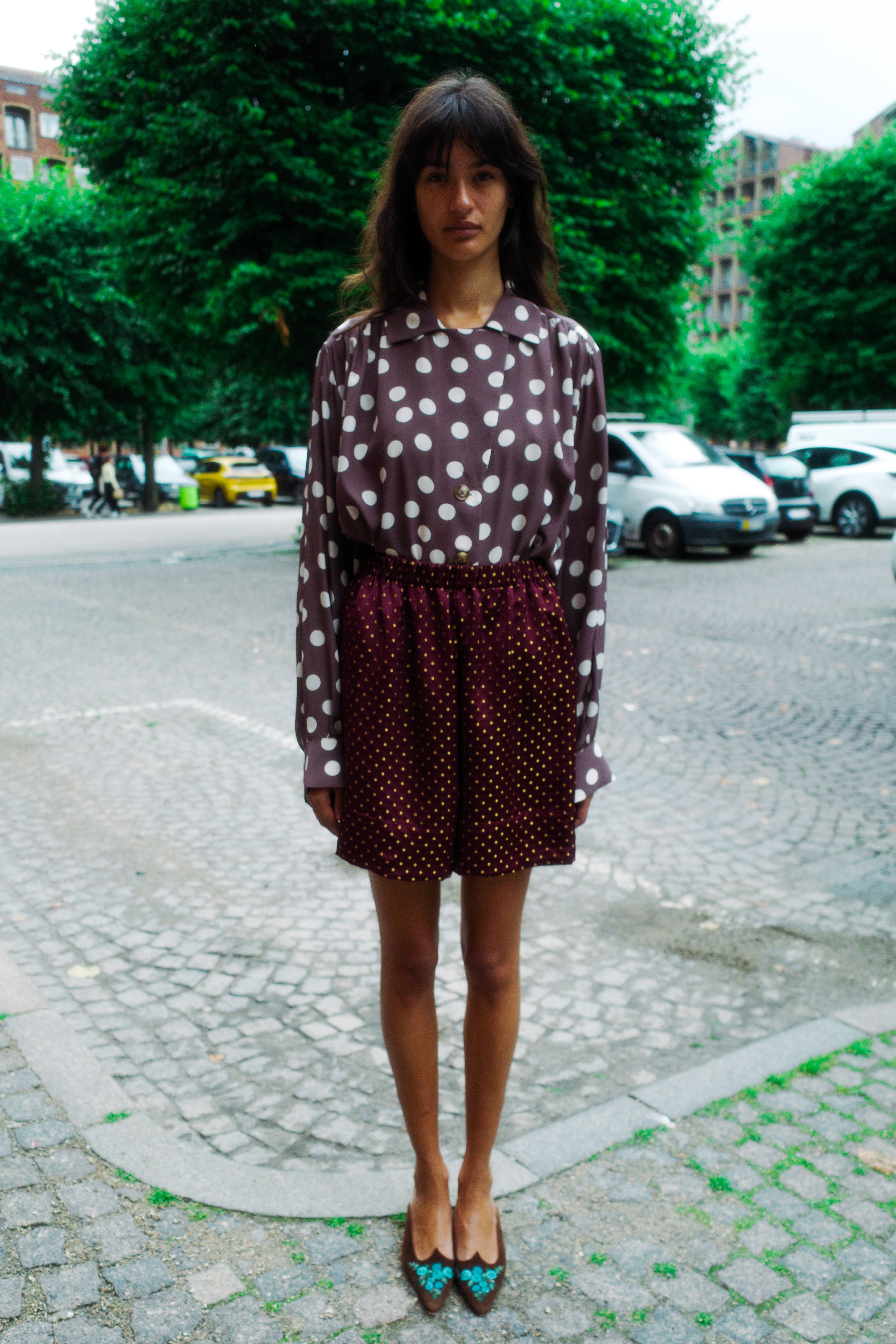 Bonsai Shirt - Brown w. Cream dots