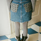 Upcycled Denim Skirt with deadstock Chanel fabric