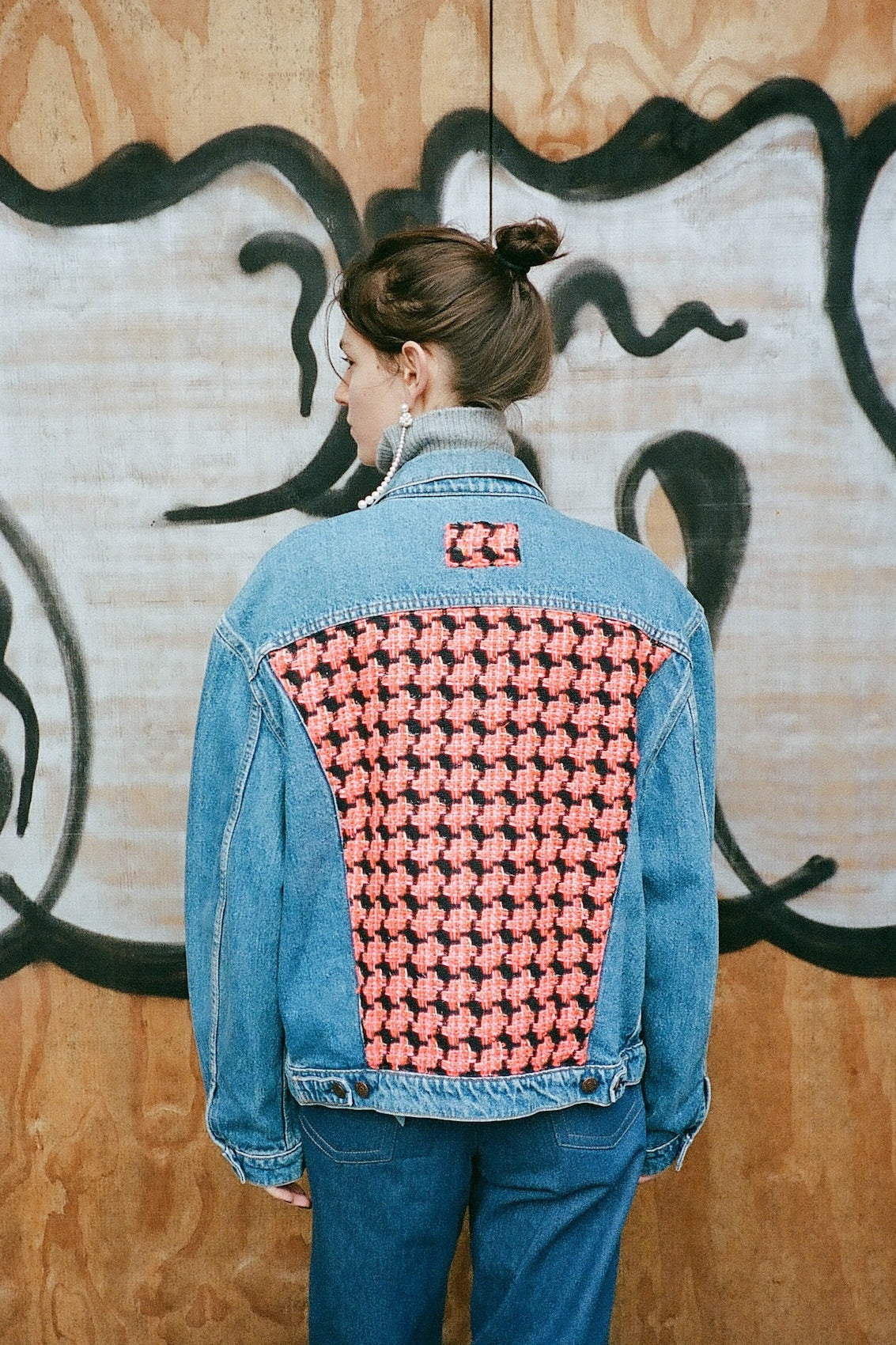 Upcycled Denim Jacket with deadstock Chanel fabric