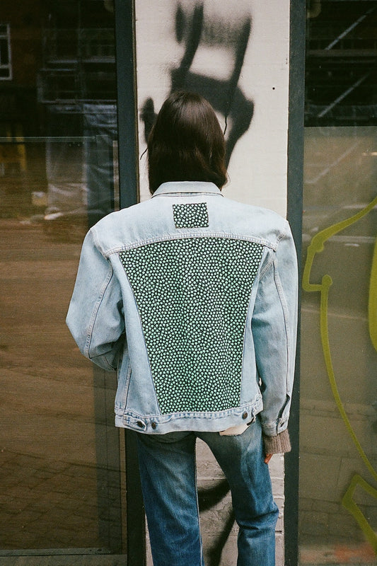 Upcycled Denim Jacket - Flowers