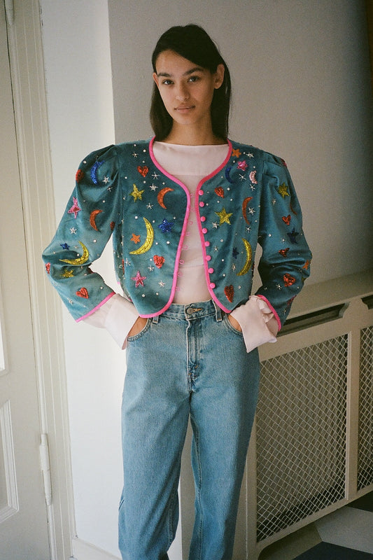 Blanca Jacket - Blue Velvet