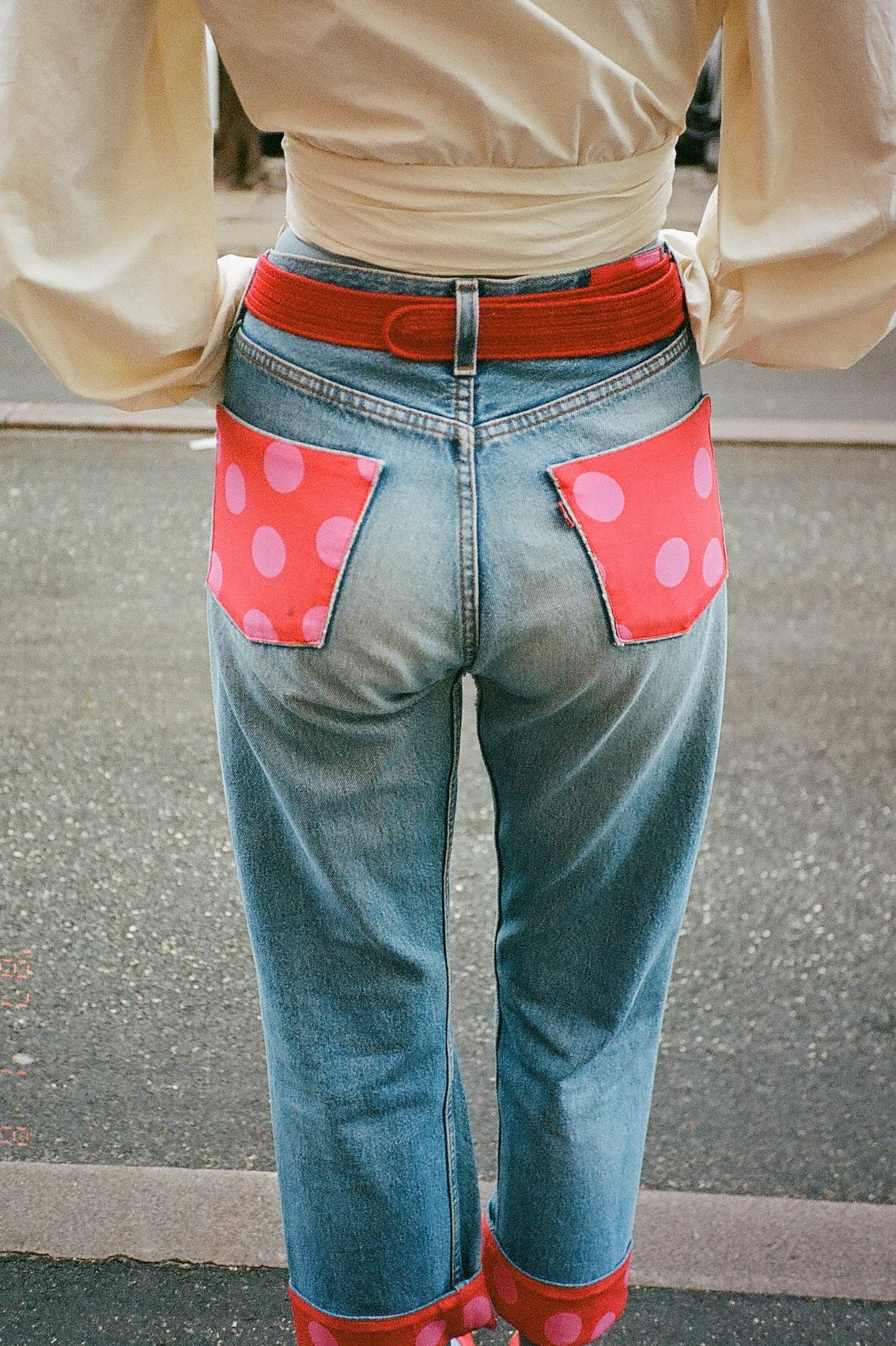 Layla Jeans - Red/Pink Dots